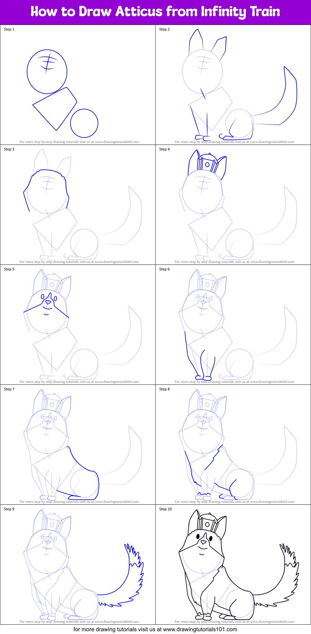 How to Draw Atticus from Infinity Train Printable Step by Step