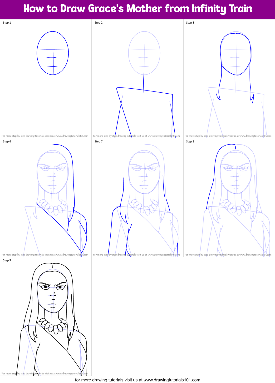 How to Draw Grace's Mother from Infinity Train Printable Step by Step