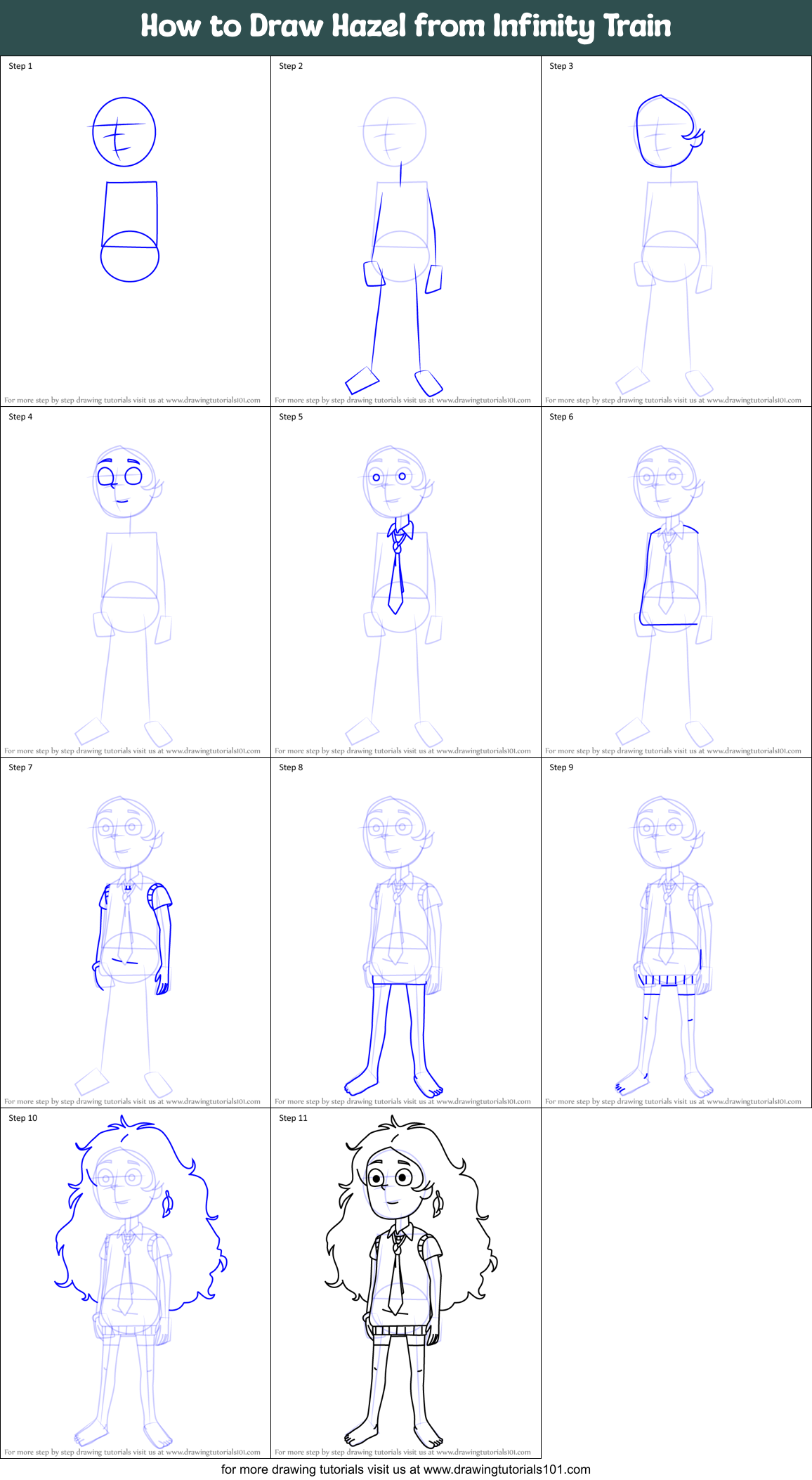 How to Draw Hazel from Infinity Train Printable Step by Step
