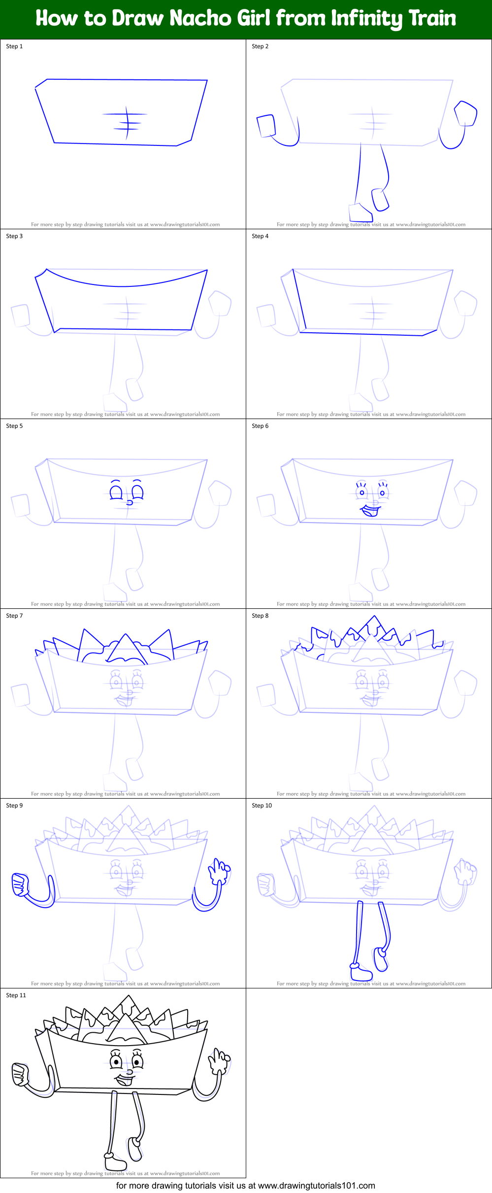 How to Draw Nacho Girl from Infinity Train Printable Step by Step