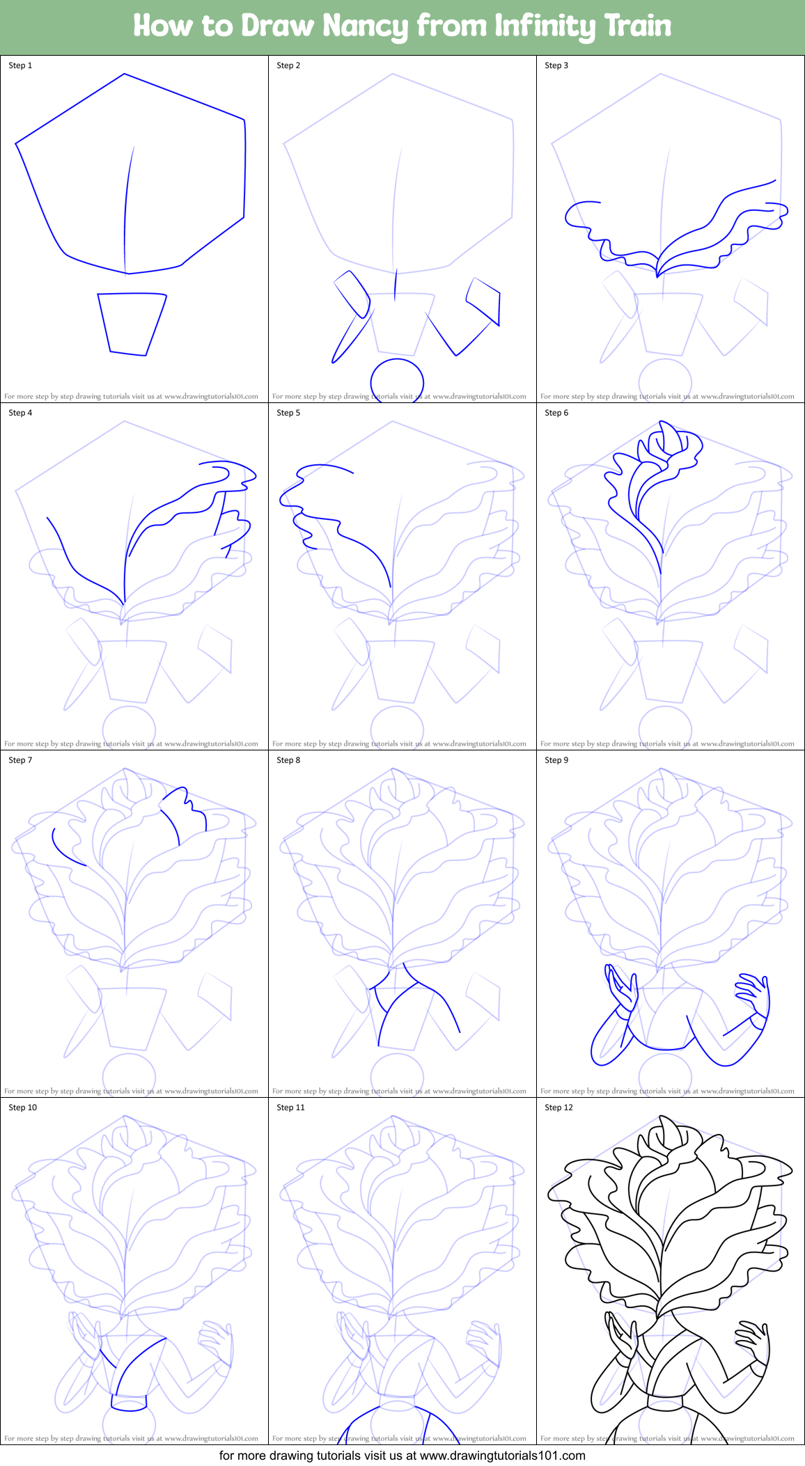 How to Draw Nancy from Infinity Train Printable Step by Step