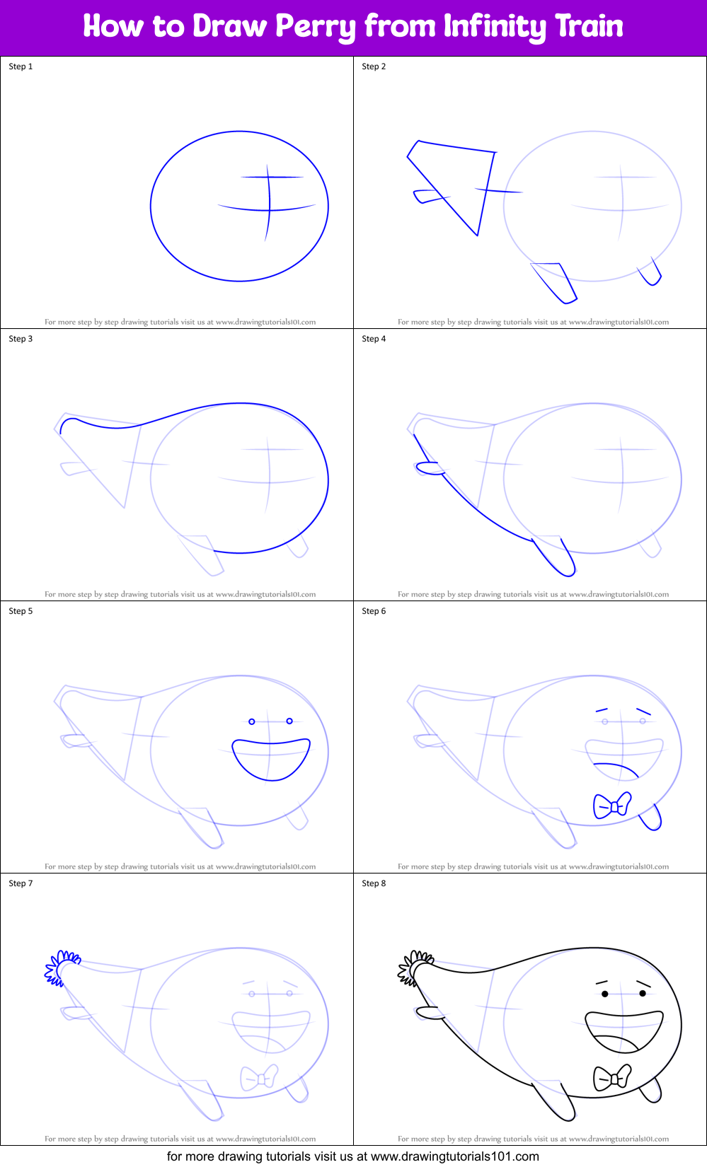 How to Draw Perry from Infinity Train Printable Step by Step