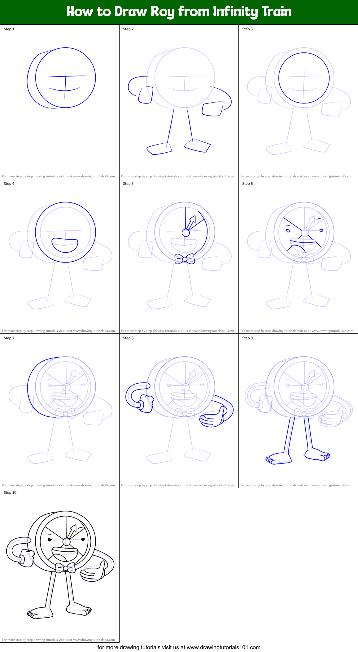 How to Draw Roy from Infinity Train Printable Step by Step