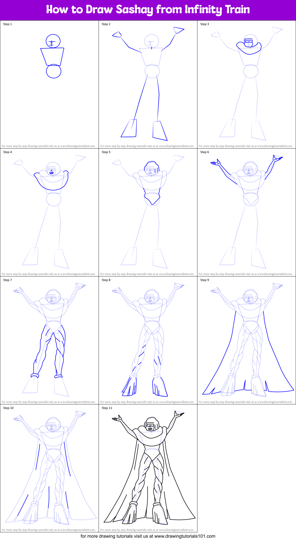 How to Draw Sashay from Infinity Train Printable Step by Step