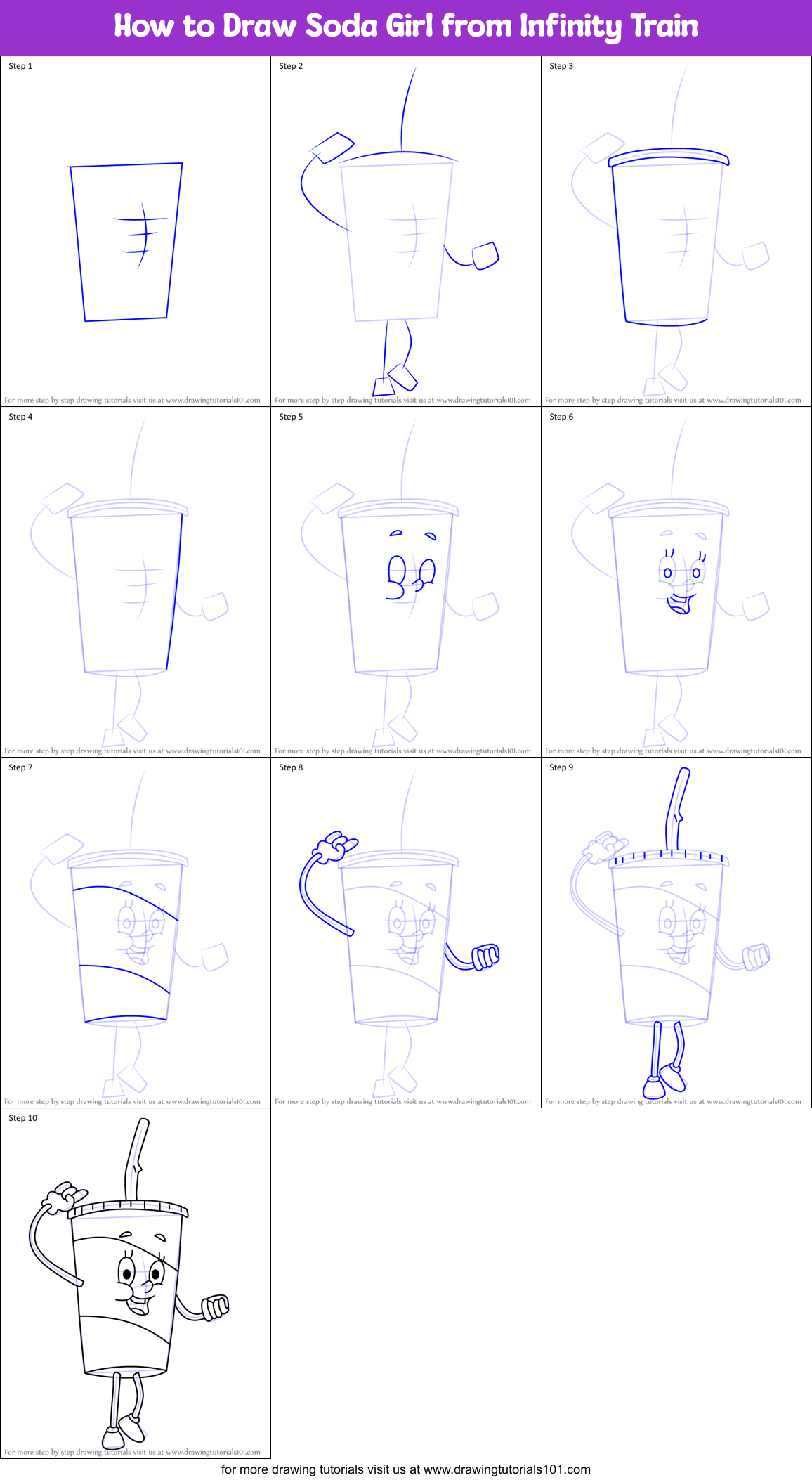 How to Draw Soda Girl from Infinity Train Printable Step by Step