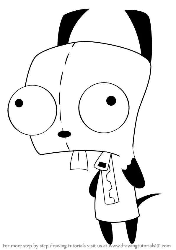 Simple Invader Zim Sketch Drawing with simple drawing