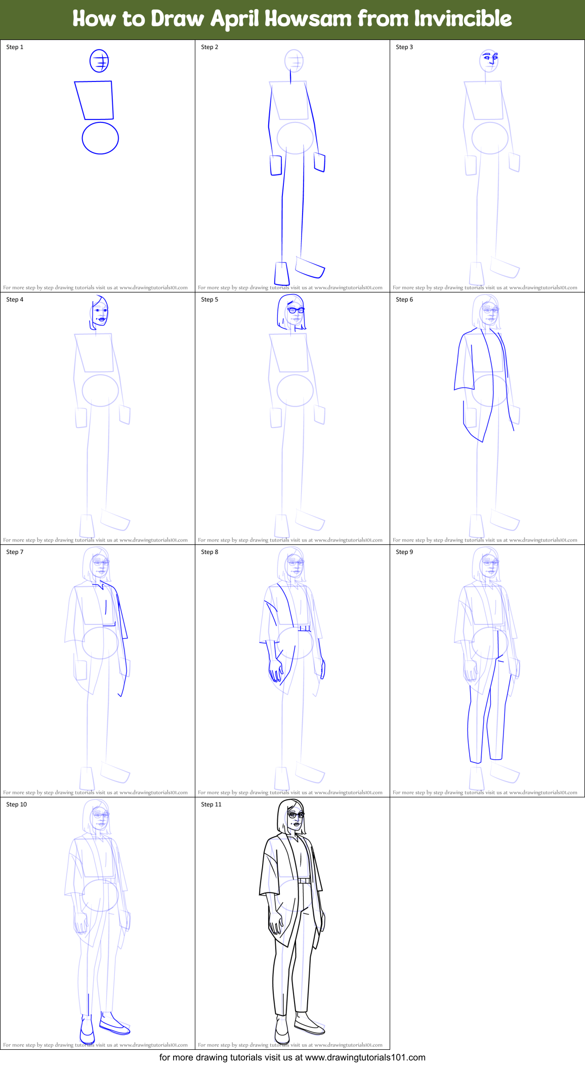 How to Draw April Howsam from Invincible Printable Step by Step
