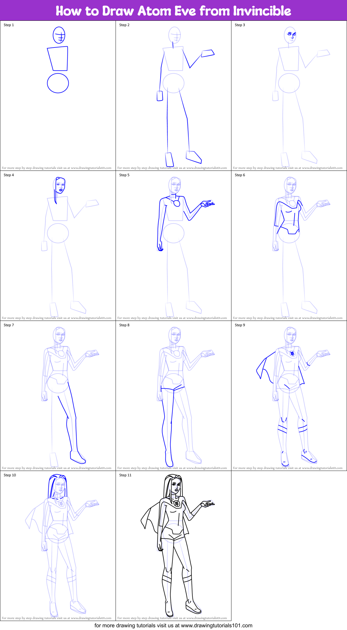 How to Draw Atom Eve from Invincible Printable Step by Step