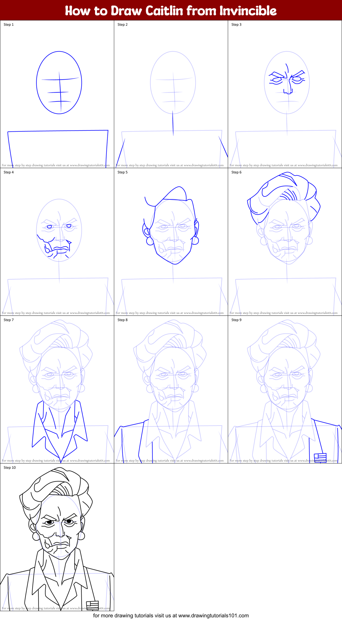 How to Draw Caitlin from Invincible Printable Step by Step