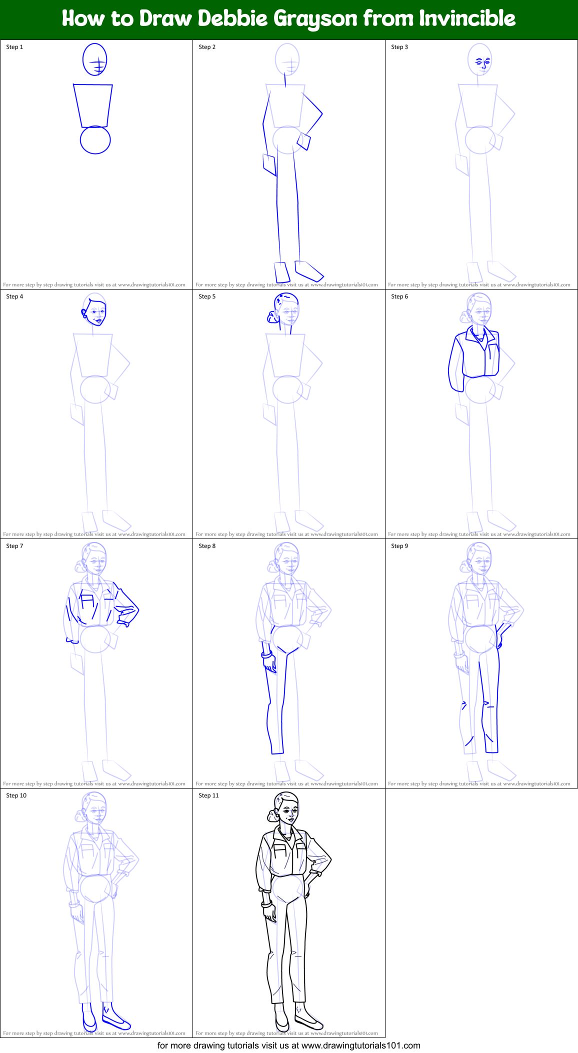 How to Draw Debbie Grayson from Invincible Printable Step by Step