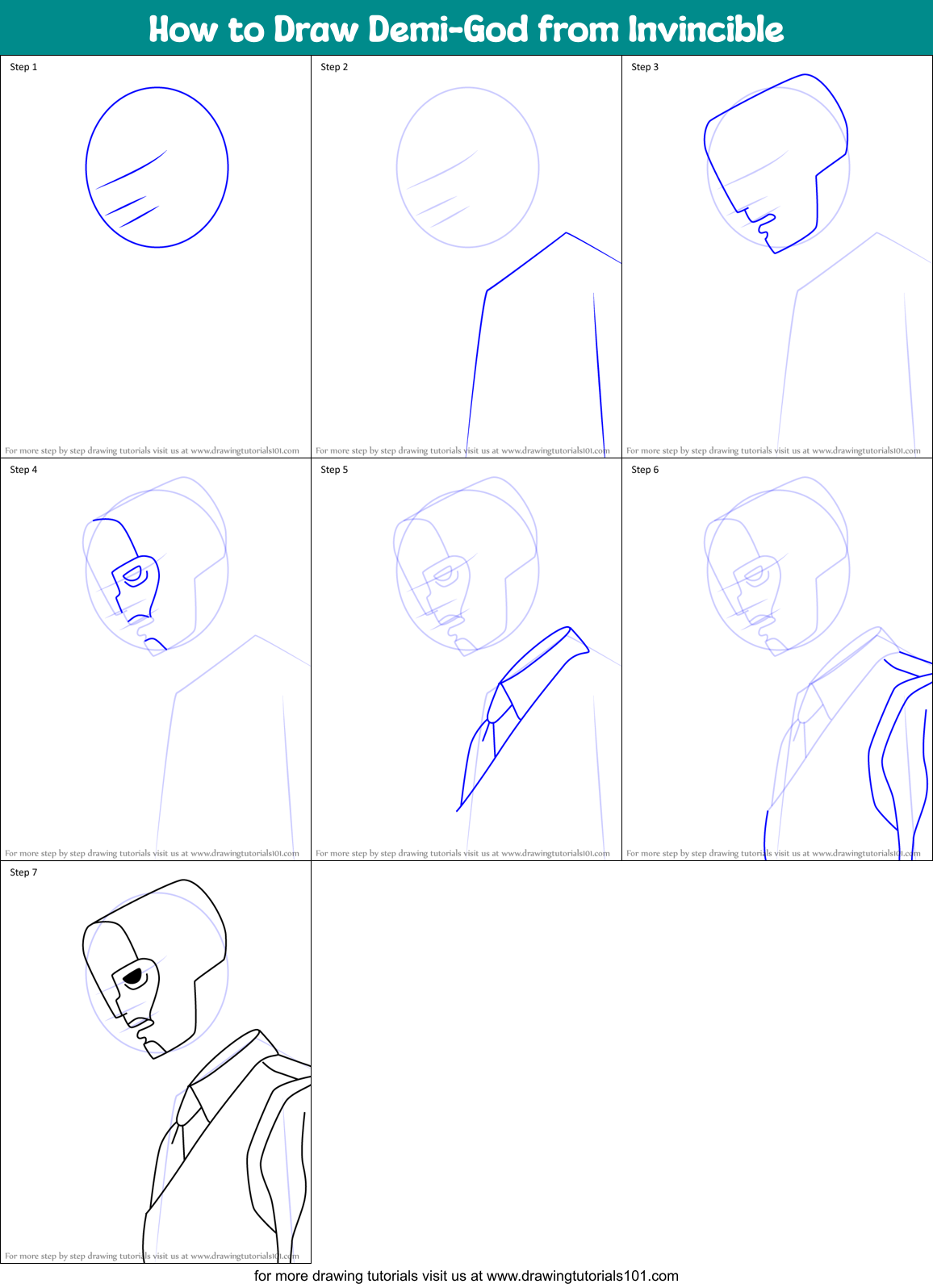 How to Draw Demi-God from Invincible Printable Step by Step