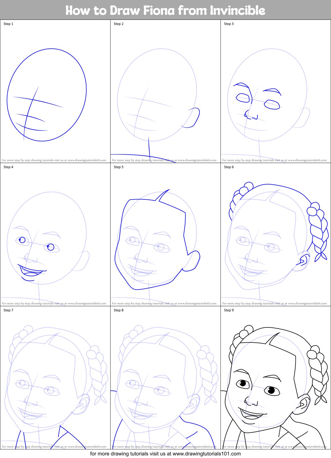 How to Draw Fiona from Invincible Printable Step by Step