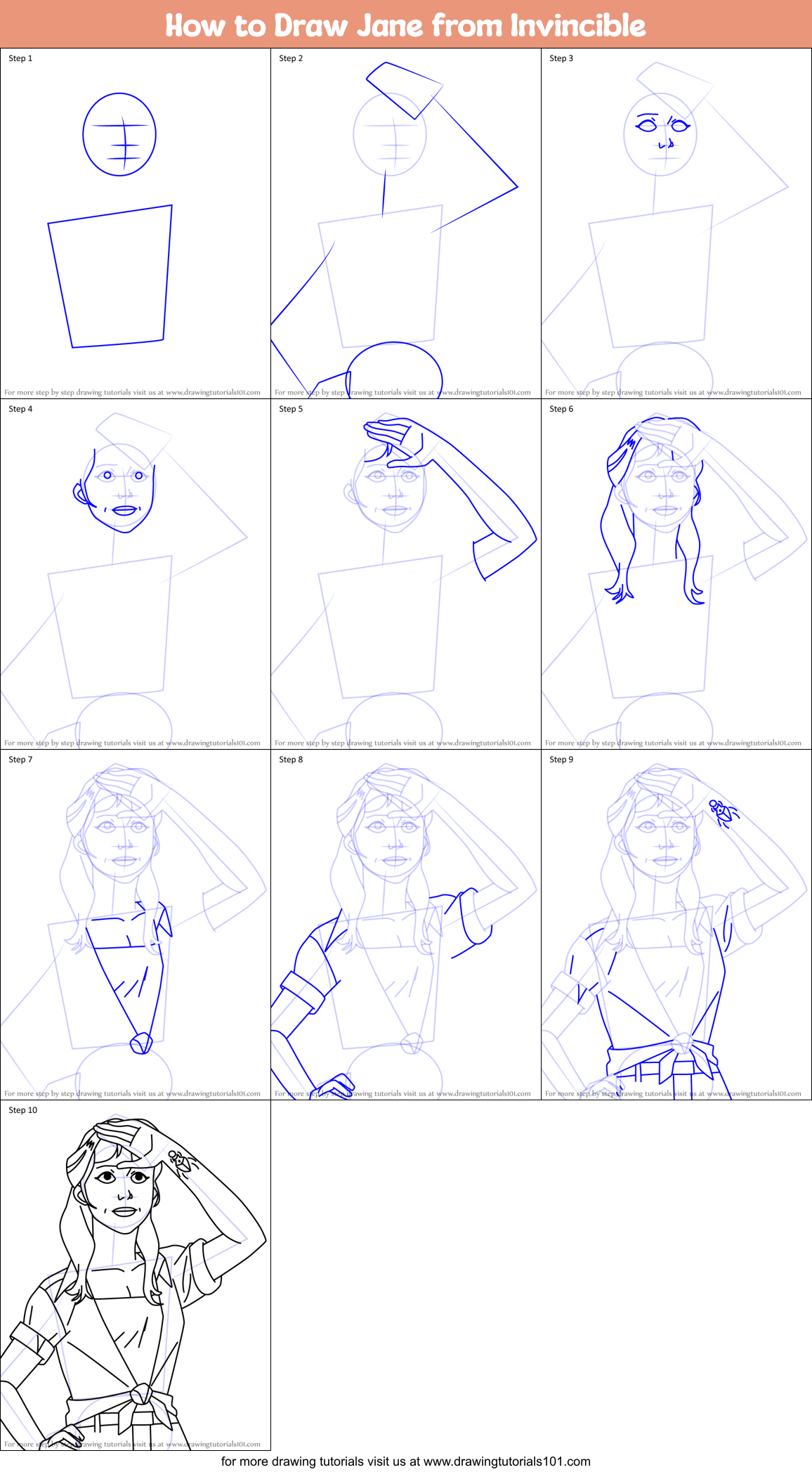 How to Draw Jane from Invincible Printable Step by Step