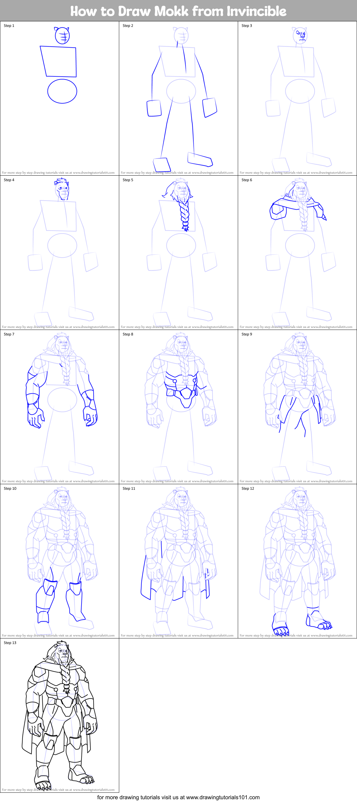 How to Draw Mokk from Invincible Printable Step by Step