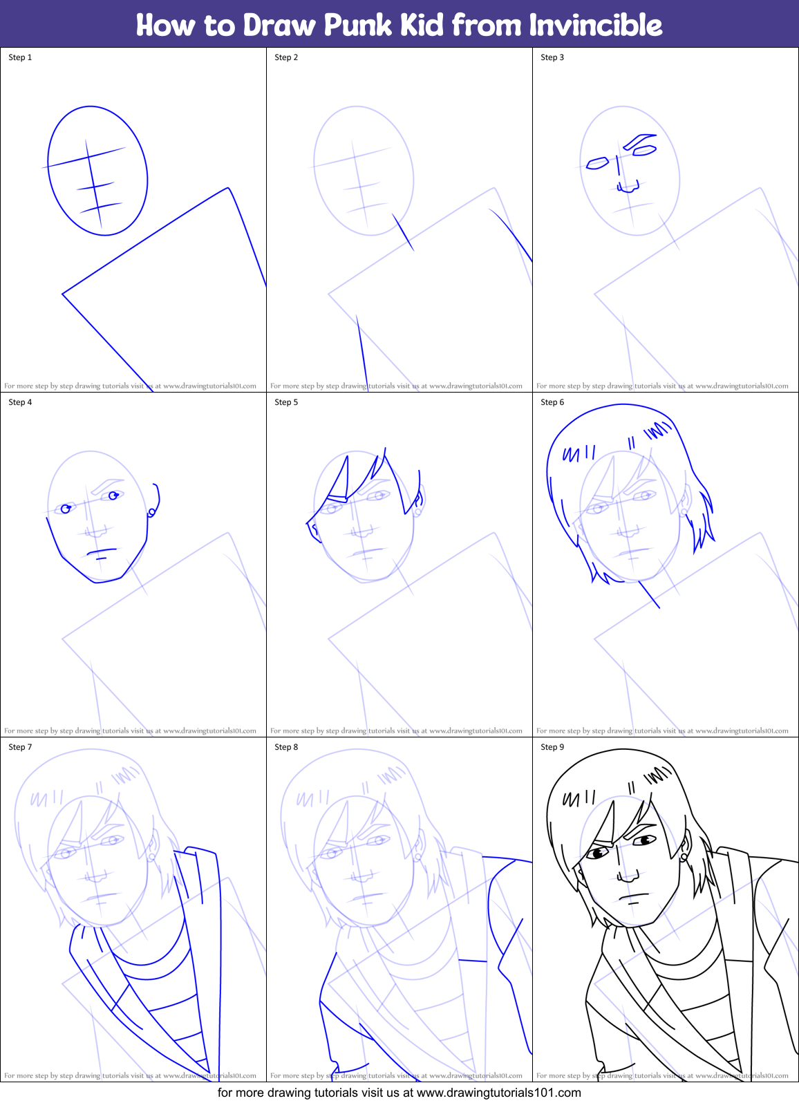 How to Draw Punk Kid from Invincible Printable Step by Step