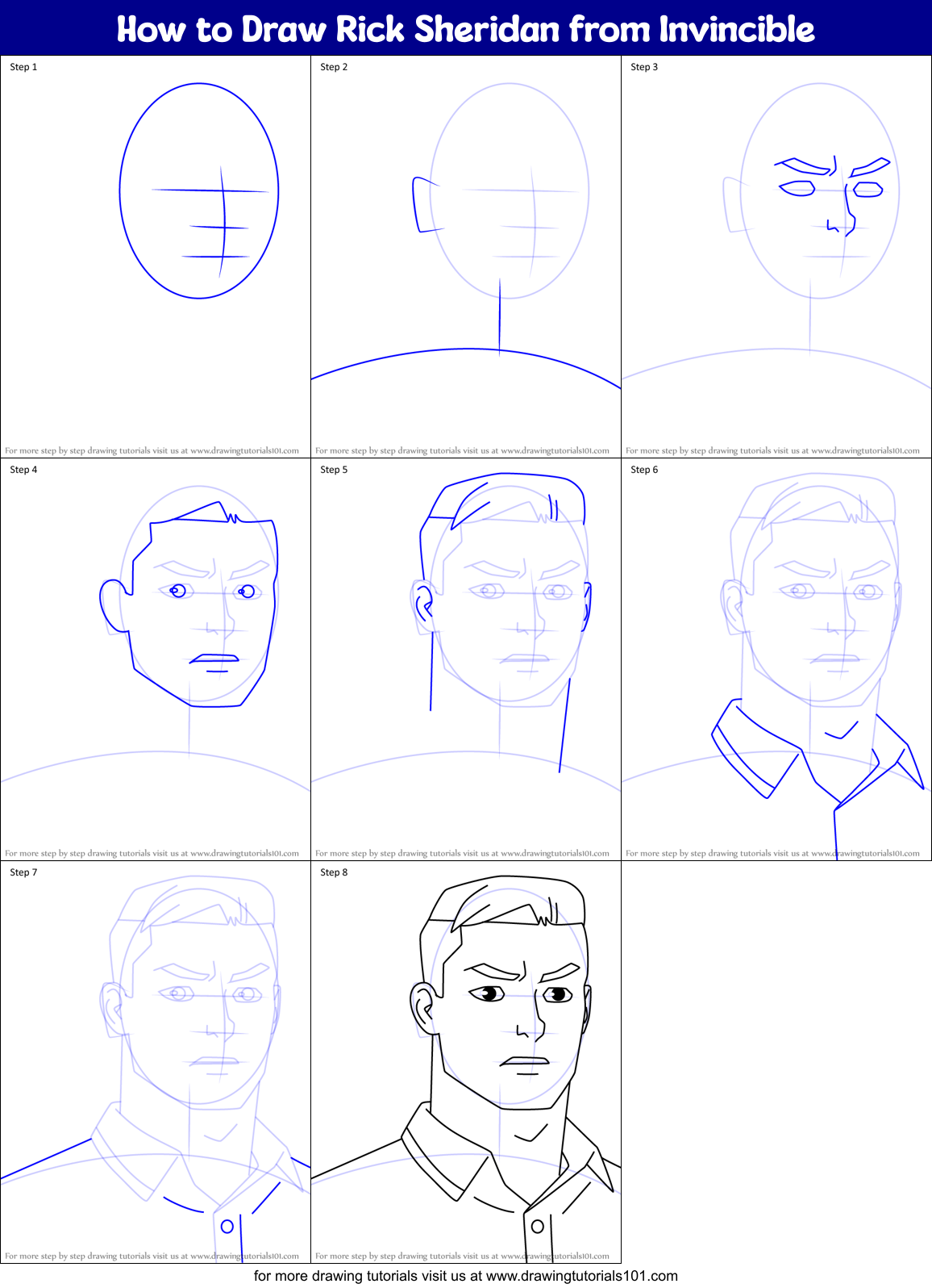 How to Draw Rick Sheridan from Invincible Printable Step by Step
