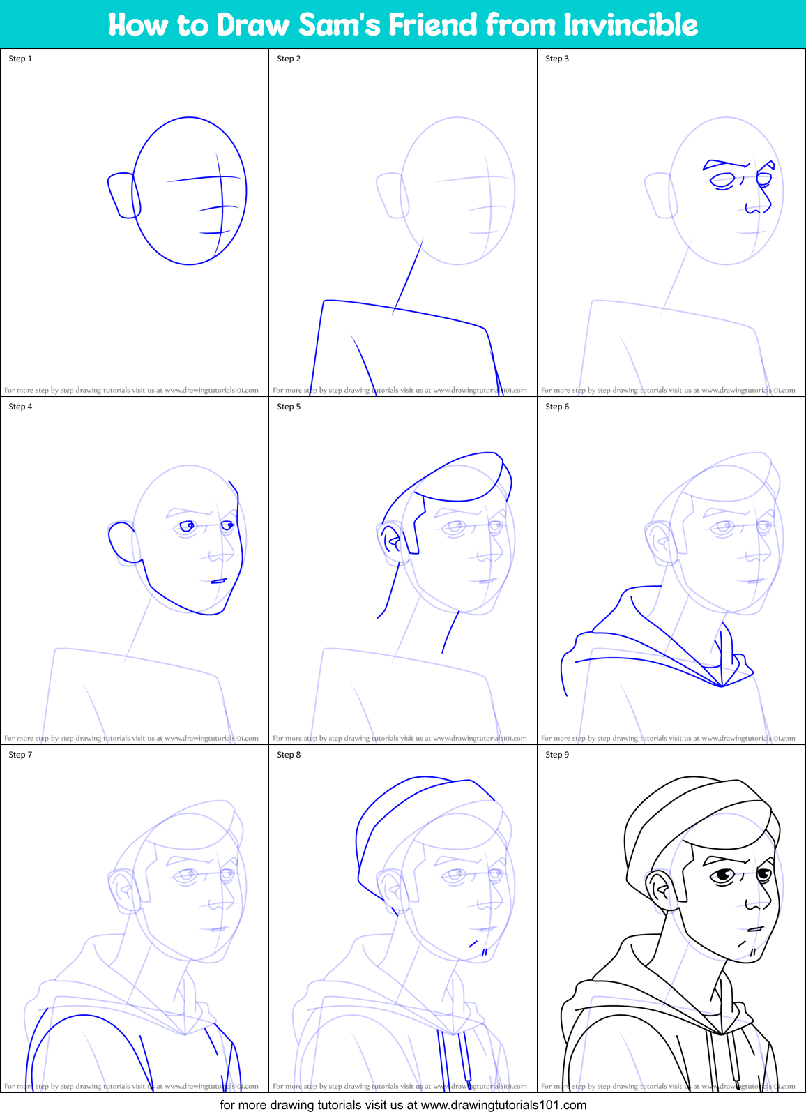 How to Draw Sam's Friend from Invincible Printable Step by Step
