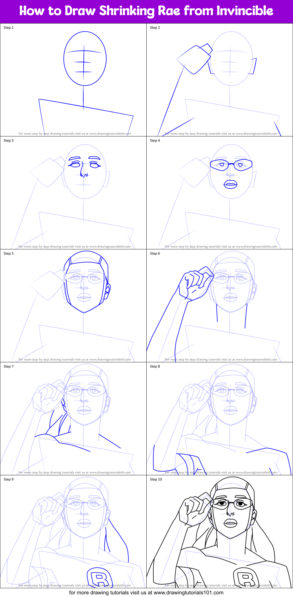 How to Draw Shrinking Rae from Invincible Printable Step by Step