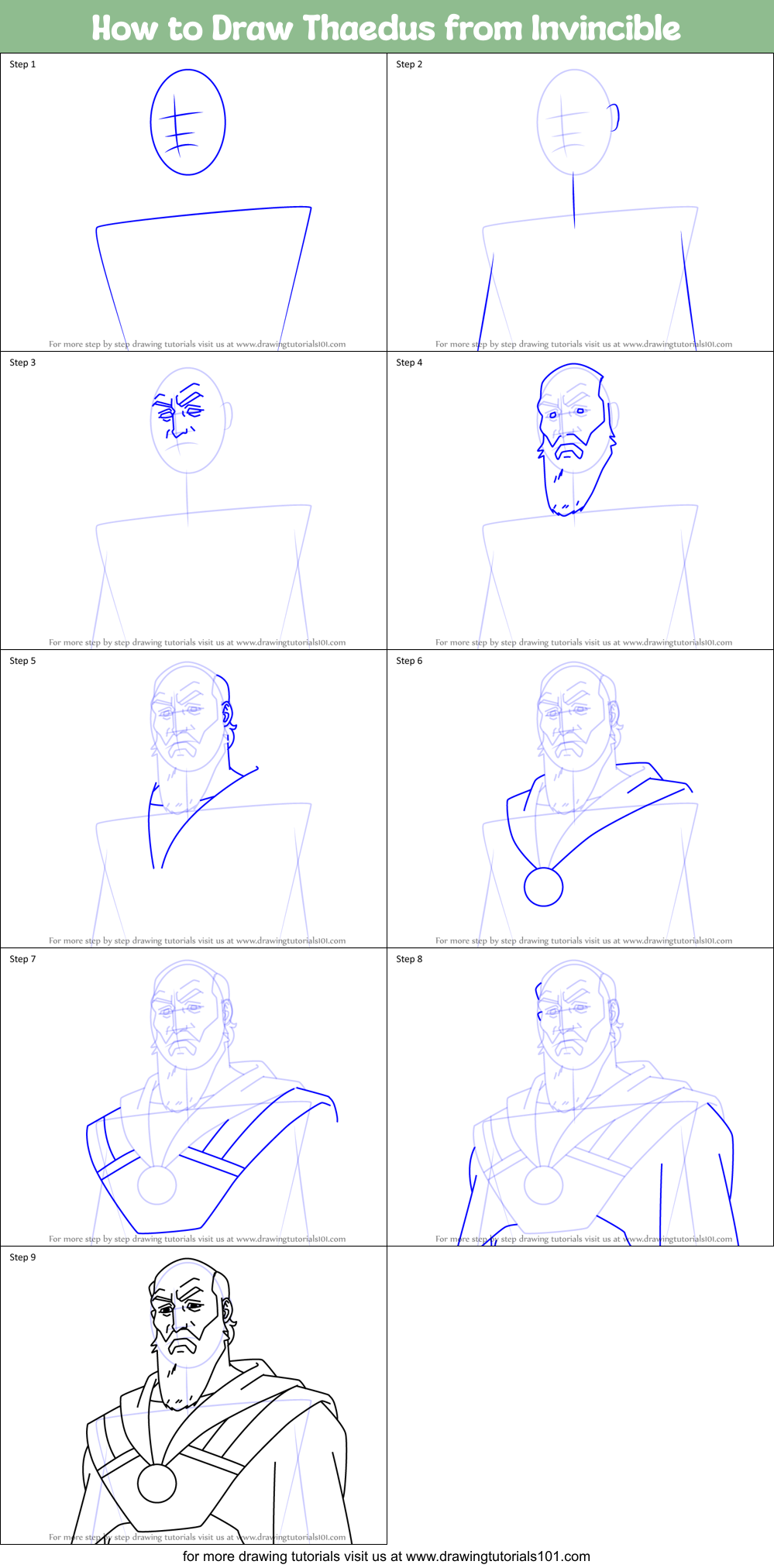 How to Draw Thaedus from Invincible Printable Step by Step