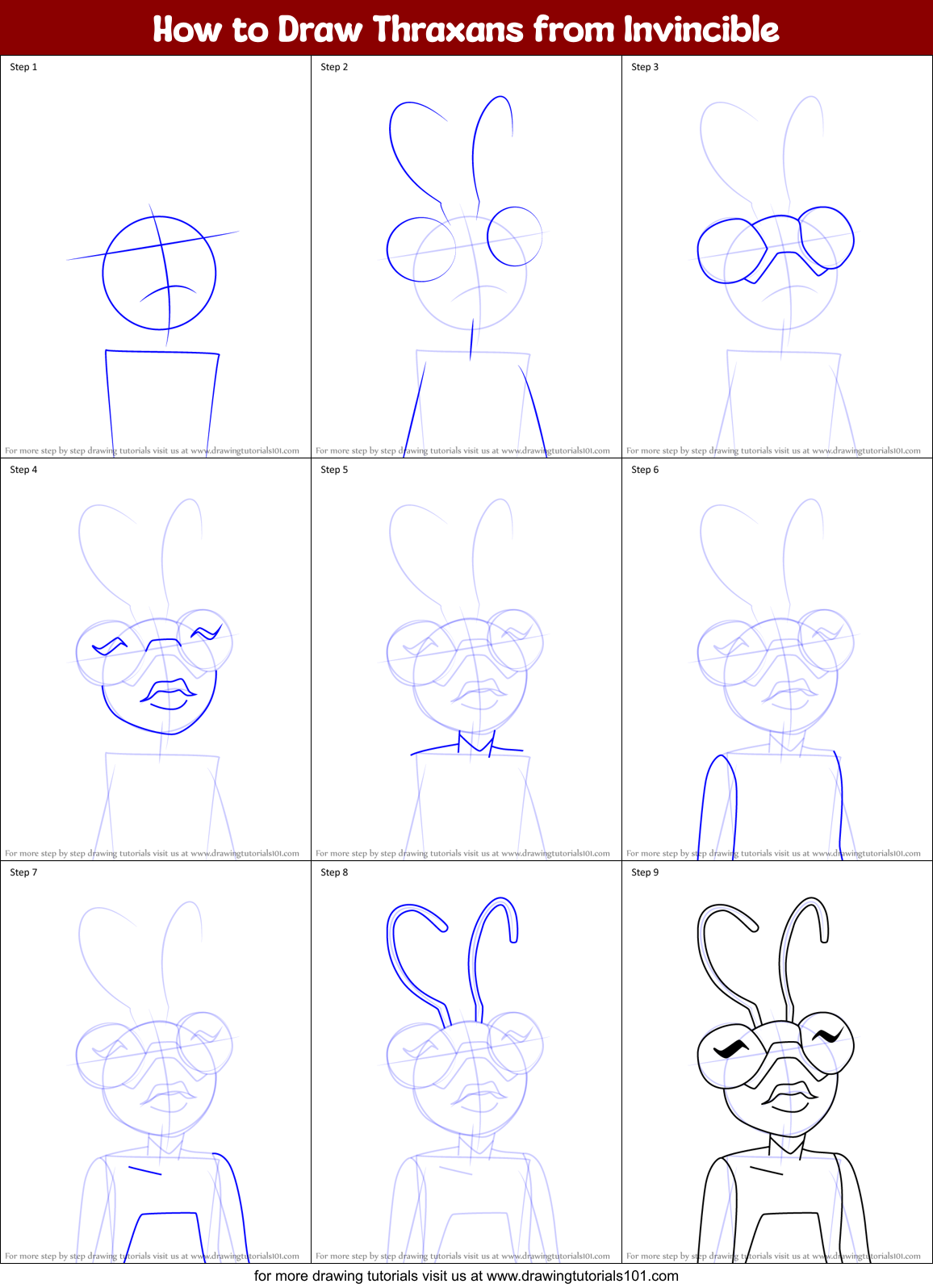 How to Draw Thraxans from Invincible Printable Step by Step