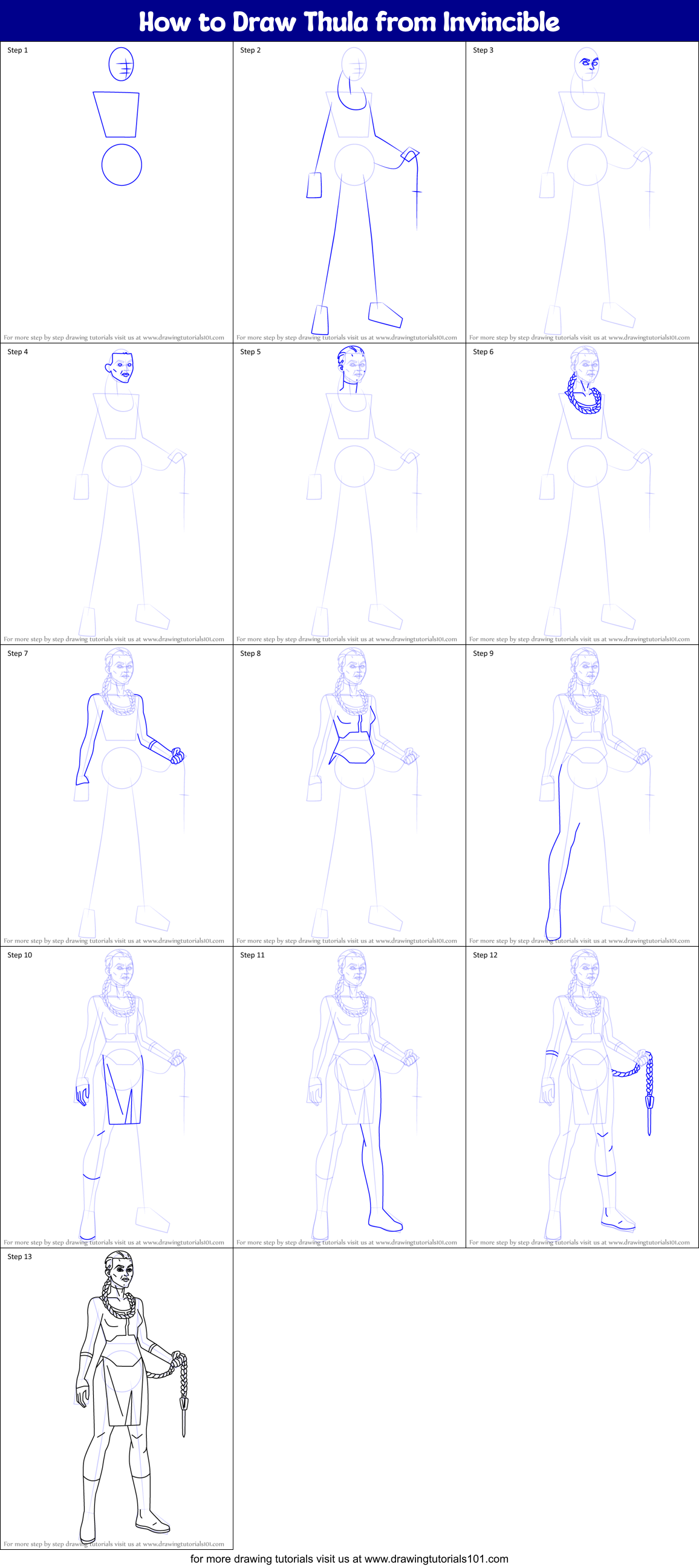 How to Draw Thula from Invincible Printable Step by Step