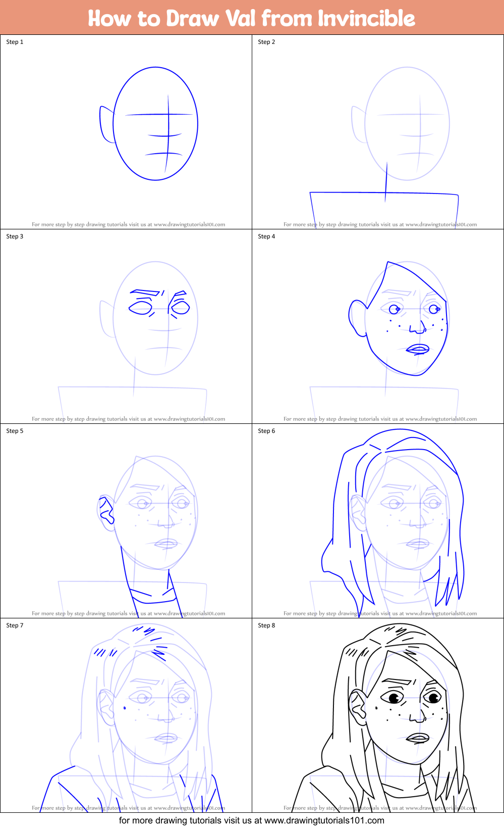 How to Draw Val from Invincible Printable Step by Step
