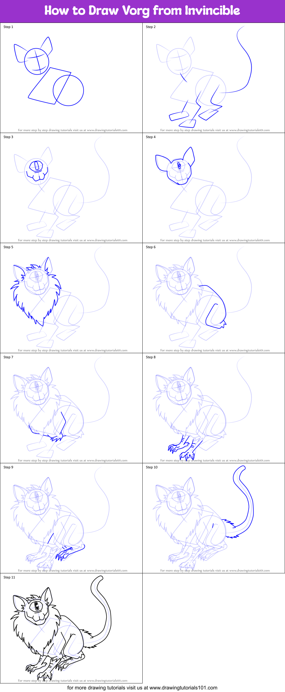 How to Draw Vorg from Invincible Printable Step by Step