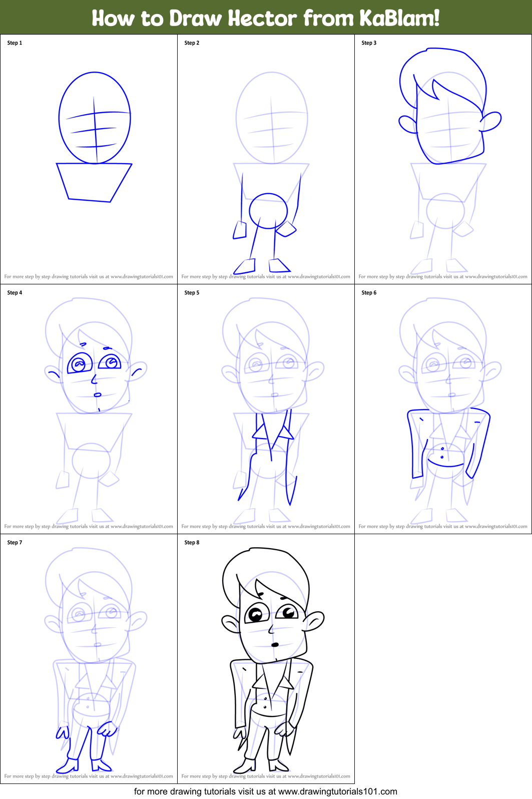 How to Draw Hector from KaBlam! Printable Step by Step