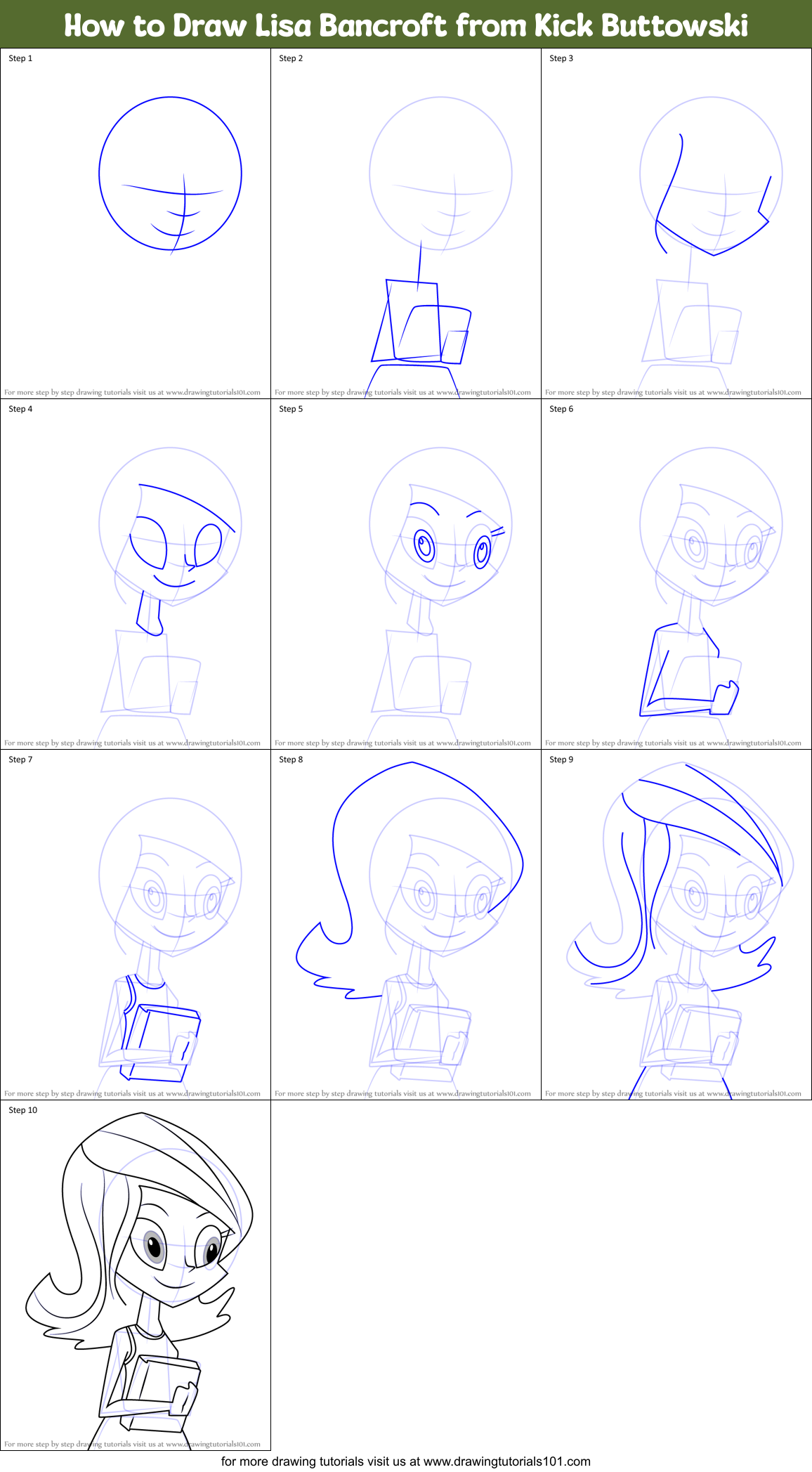 How to Draw Lisa Bancroft from Kick Buttowski Printable Step by Step
