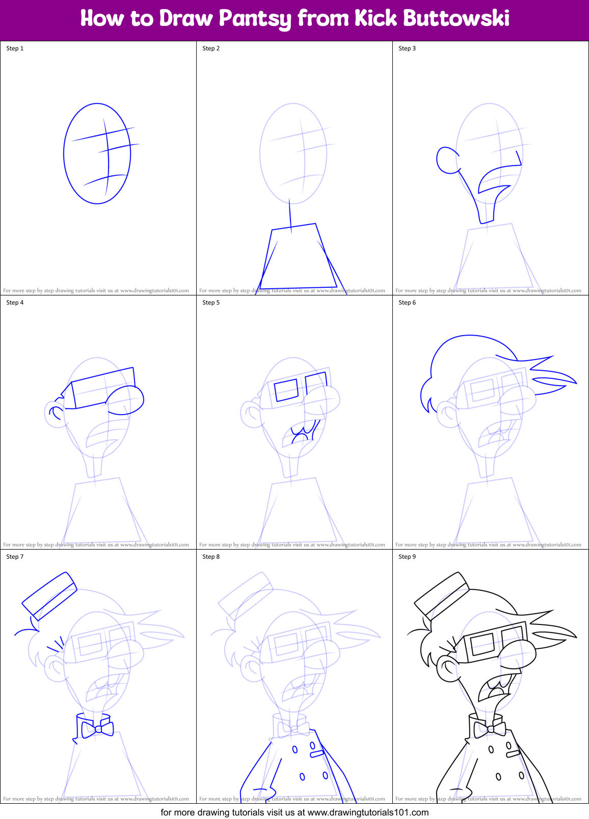 How to Draw Pantsy from Kick Buttowski Printable Step by Step