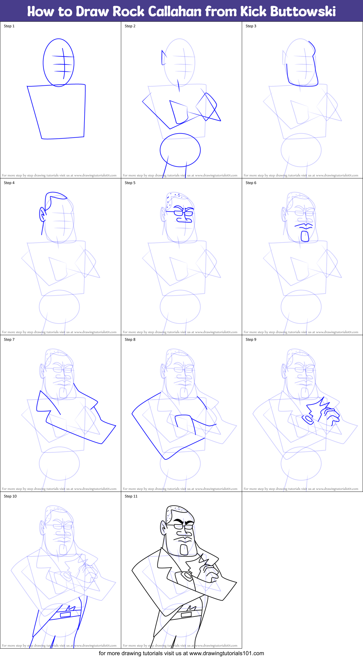 How to Draw Rock Callahan from Kick Buttowski Printable Step by Step