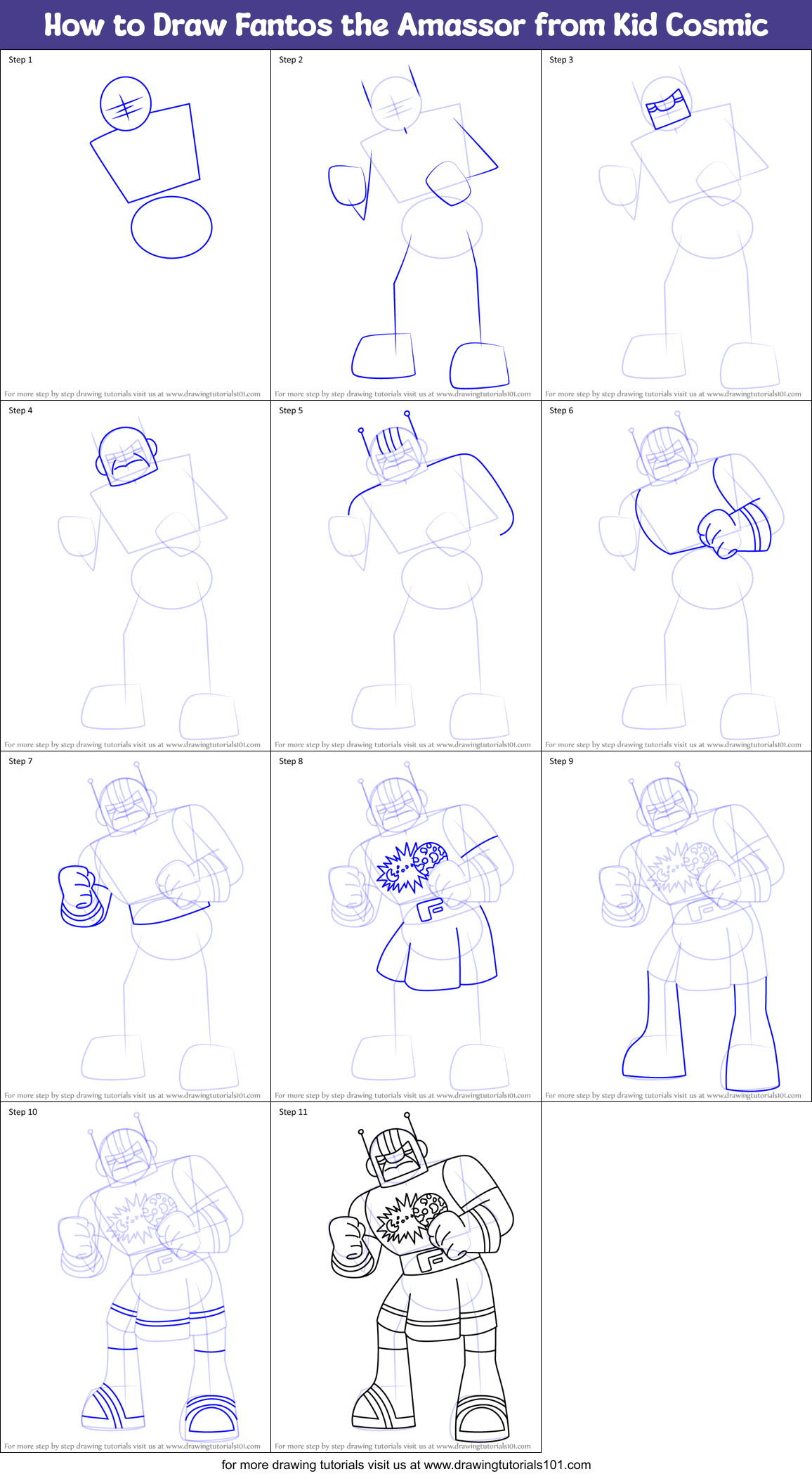 How to Draw Fantos the Amassor from Kid Cosmic Printable Step by Step