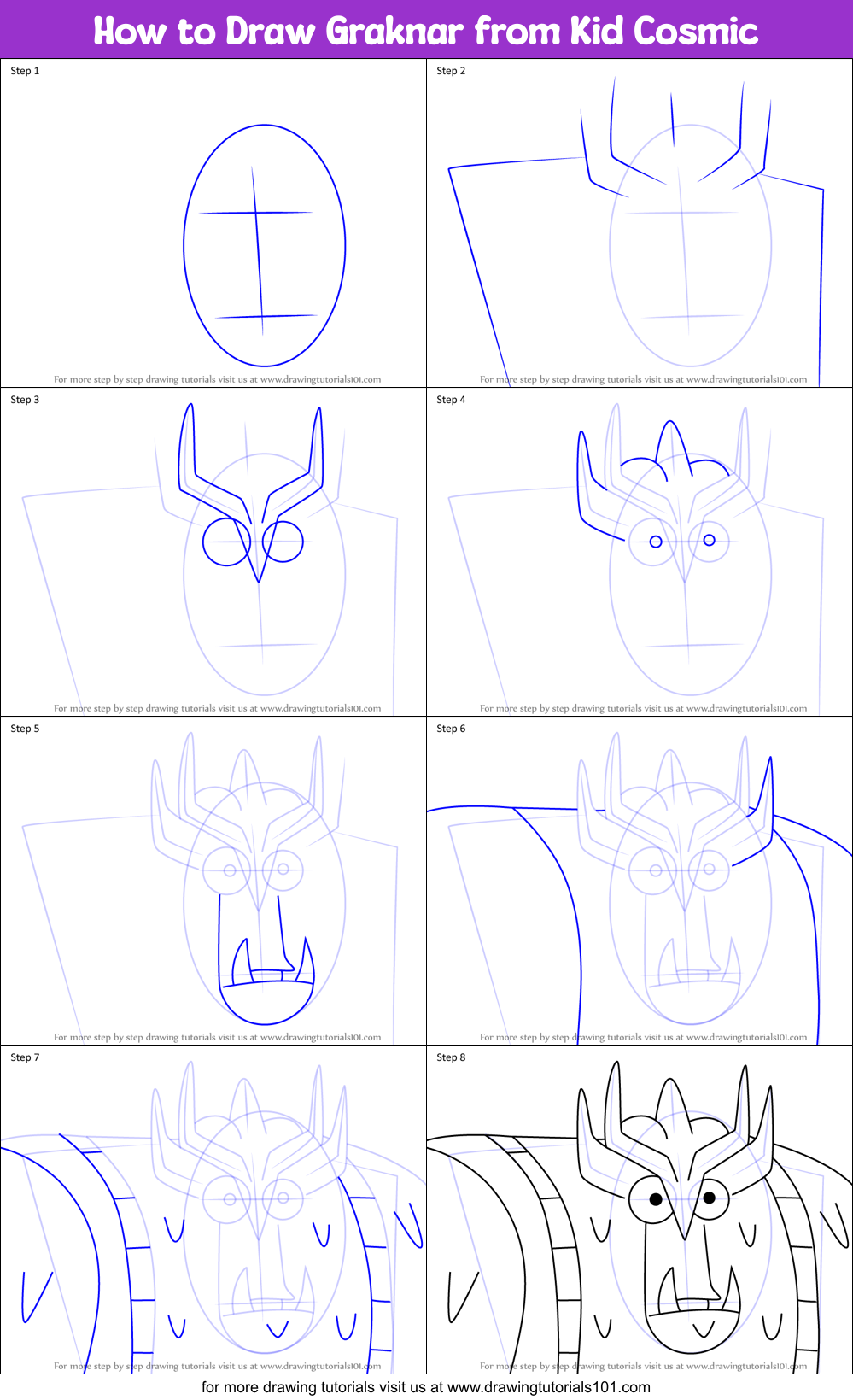 How to Draw Graknar from Kid Cosmic Printable Step by Step