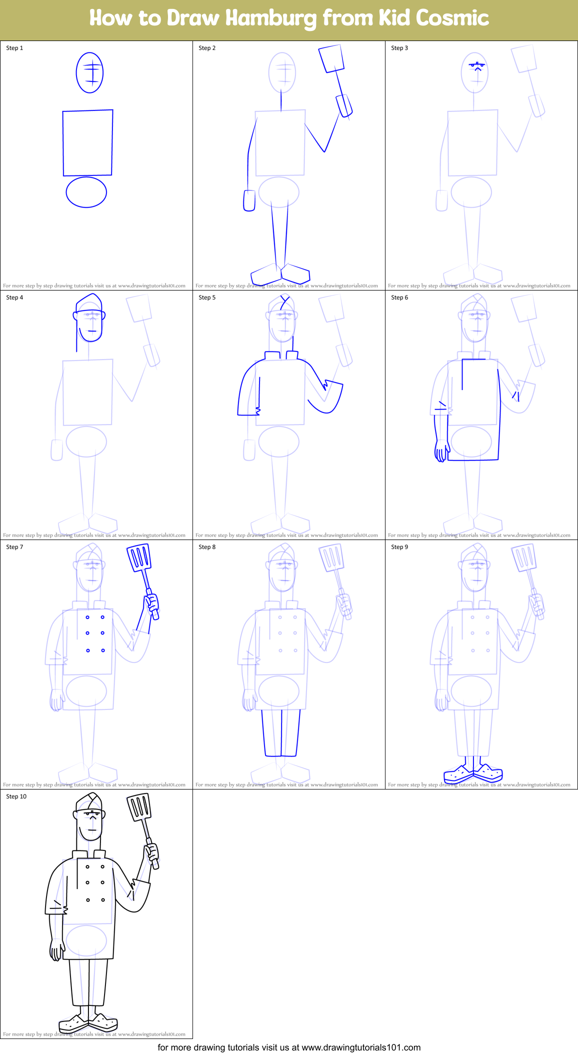 How to Draw Hamburg from Kid Cosmic Printable Step by Step