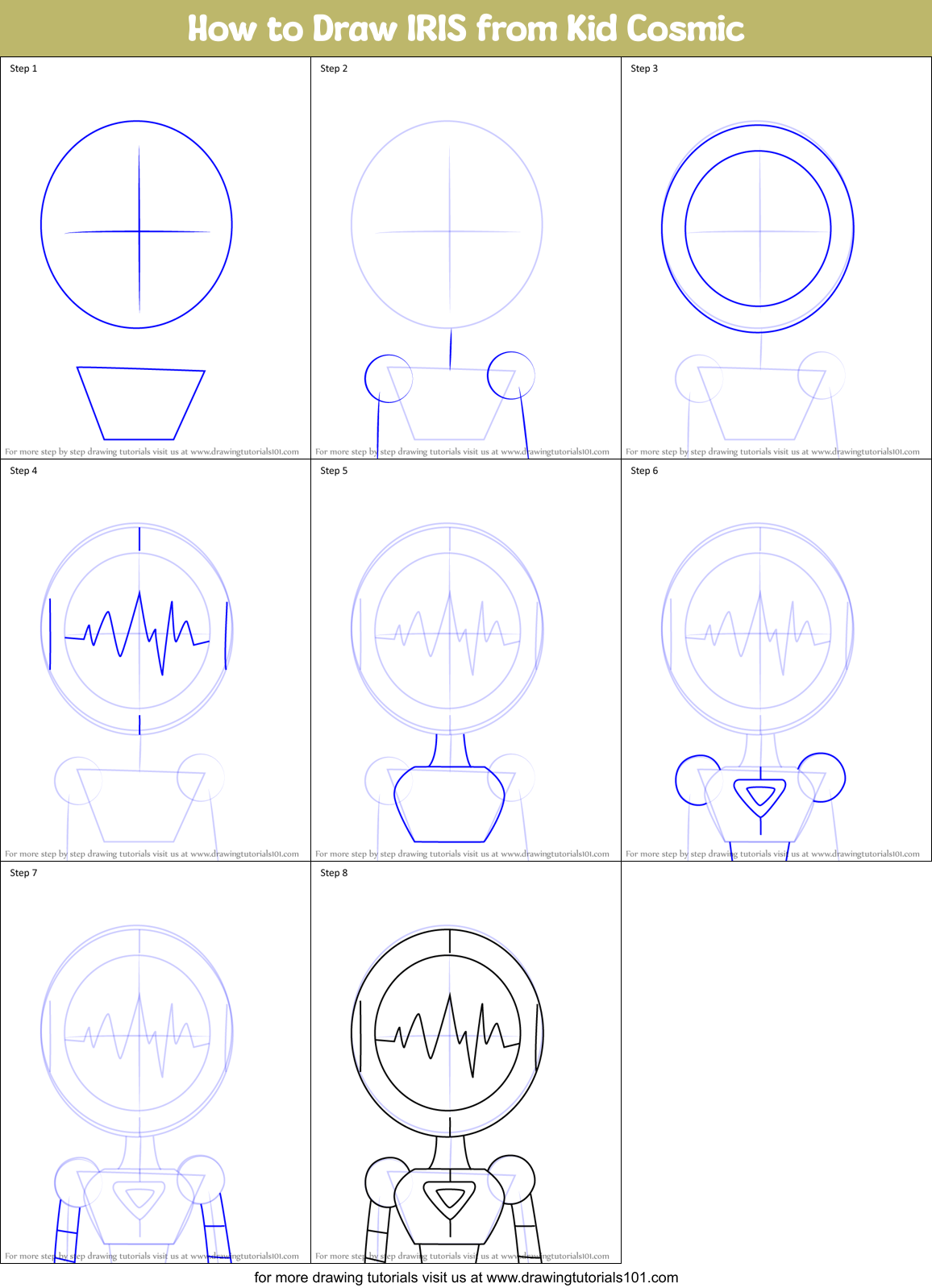 How to Draw IRIS from Kid Cosmic Printable Step by Step