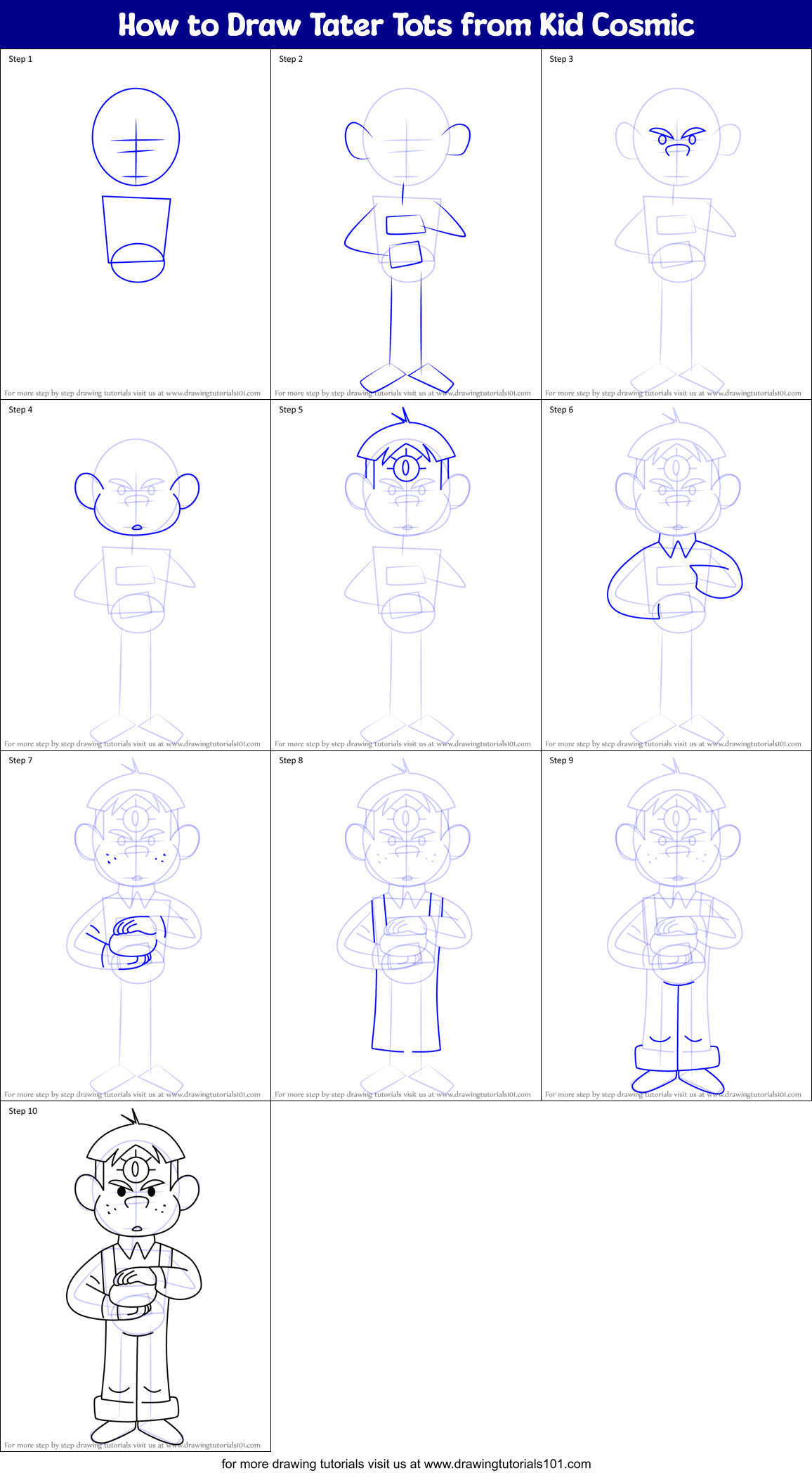 How to Draw Tater Tots from Kid Cosmic Printable Step by Step