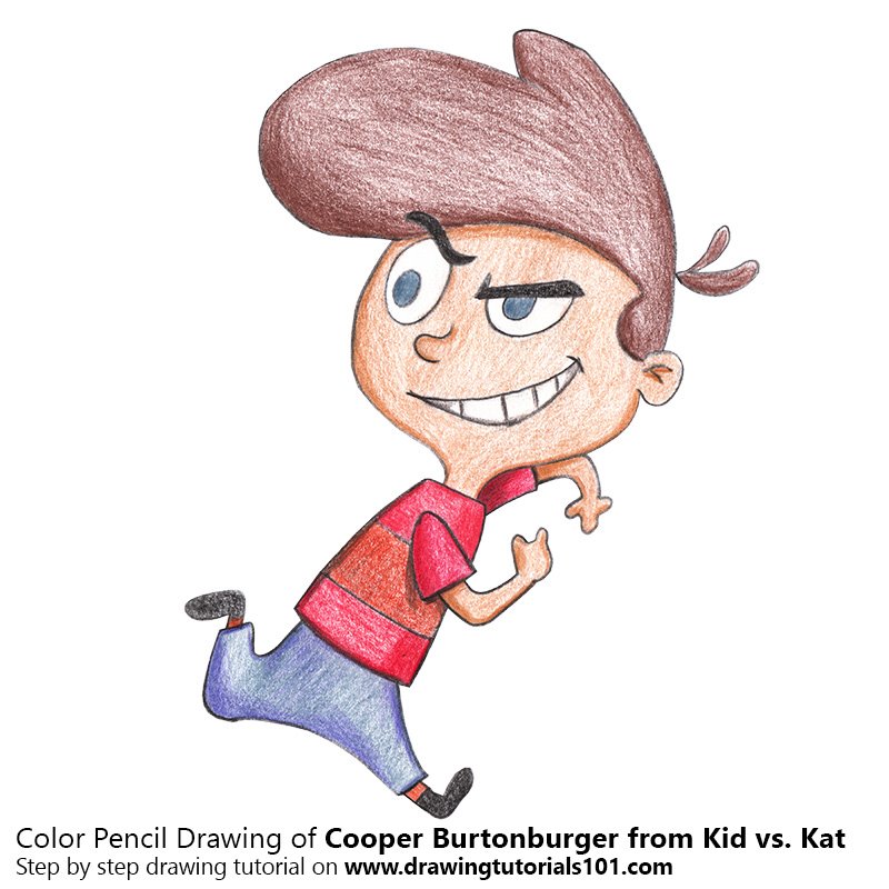 How to Draw Cooper Burtonburger from Kid vs. Kat by Color Pencils
