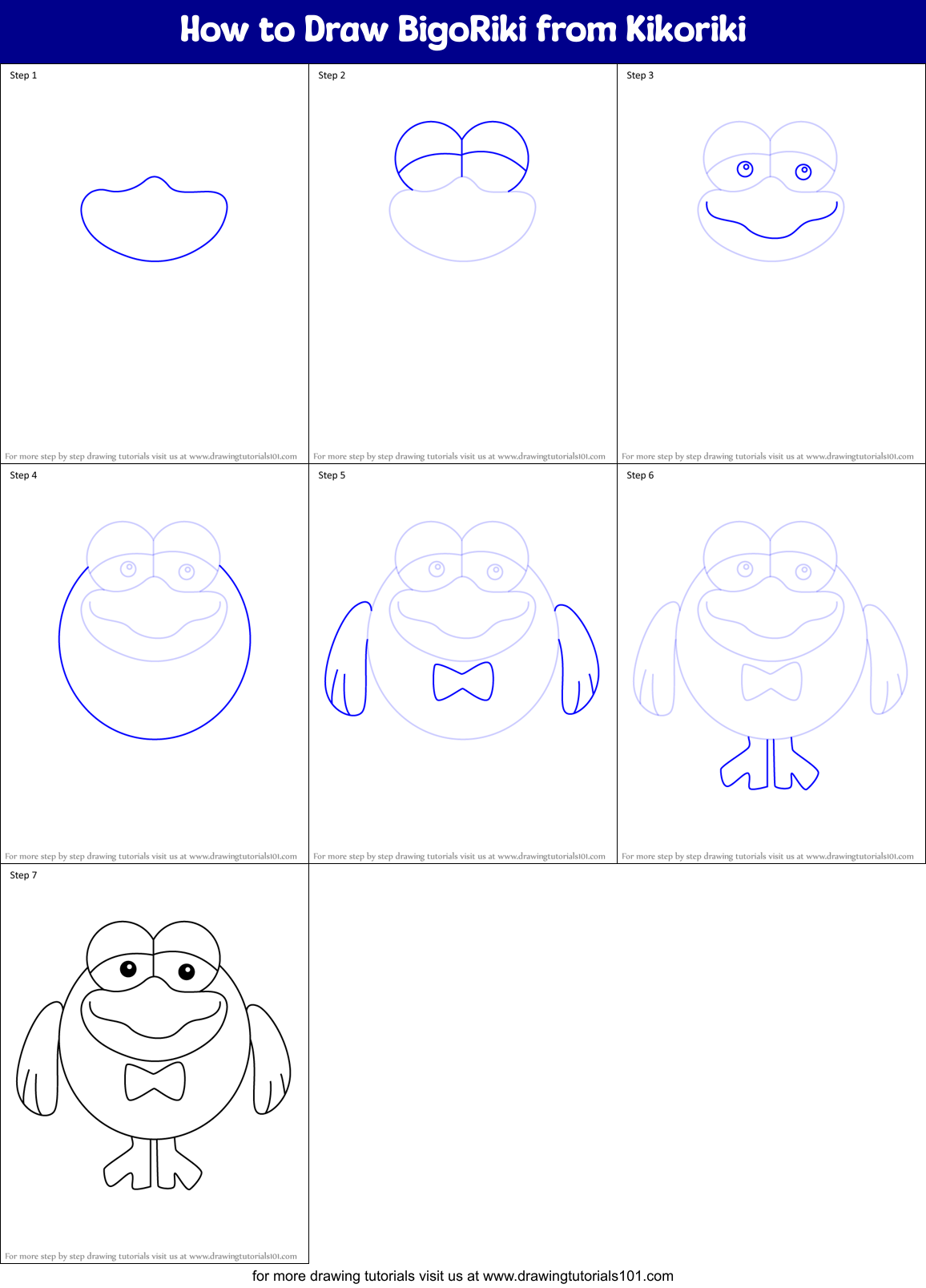 How to Draw BigoRiki from Kikoriki Printable Step by Step