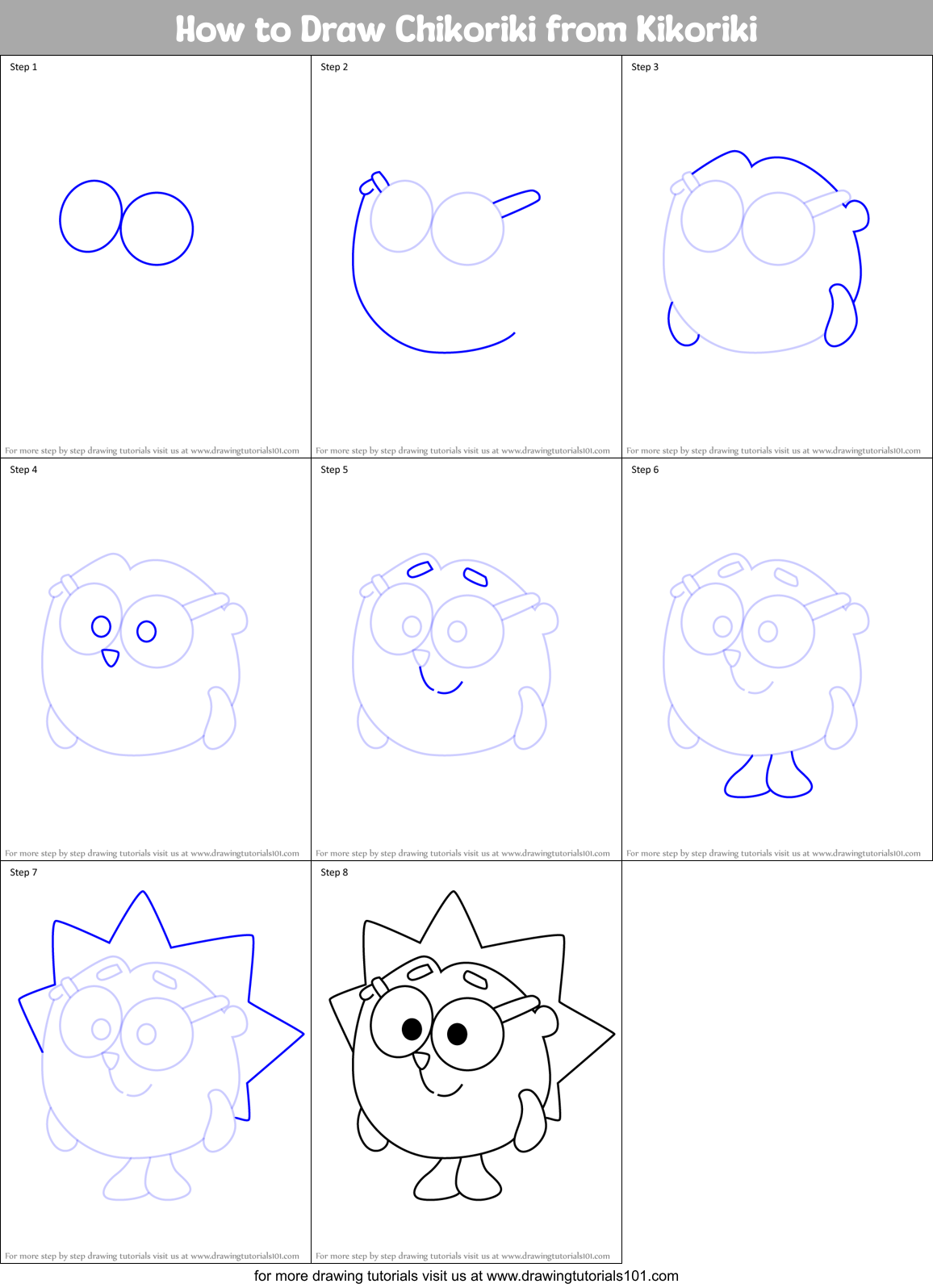 How to Draw Chikoriki from Kikoriki Printable Step by Step