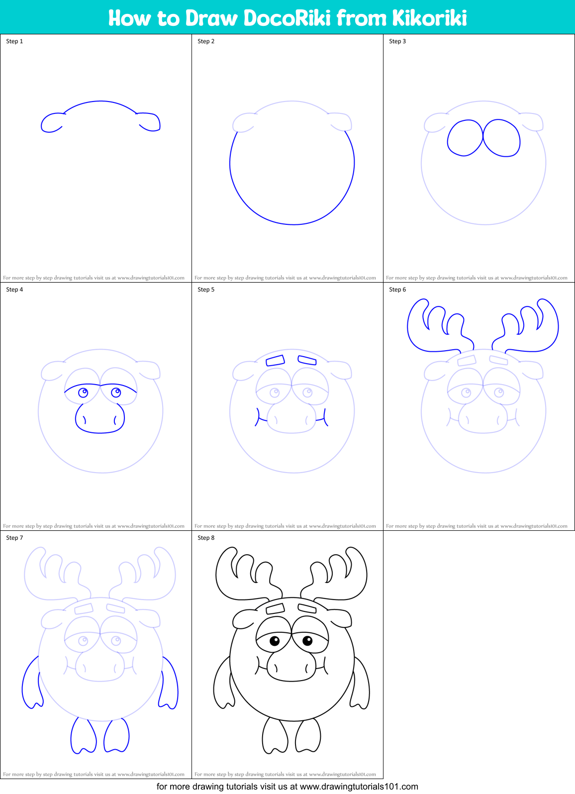 How to Draw DocoRiki from Kikoriki Printable Step by Step