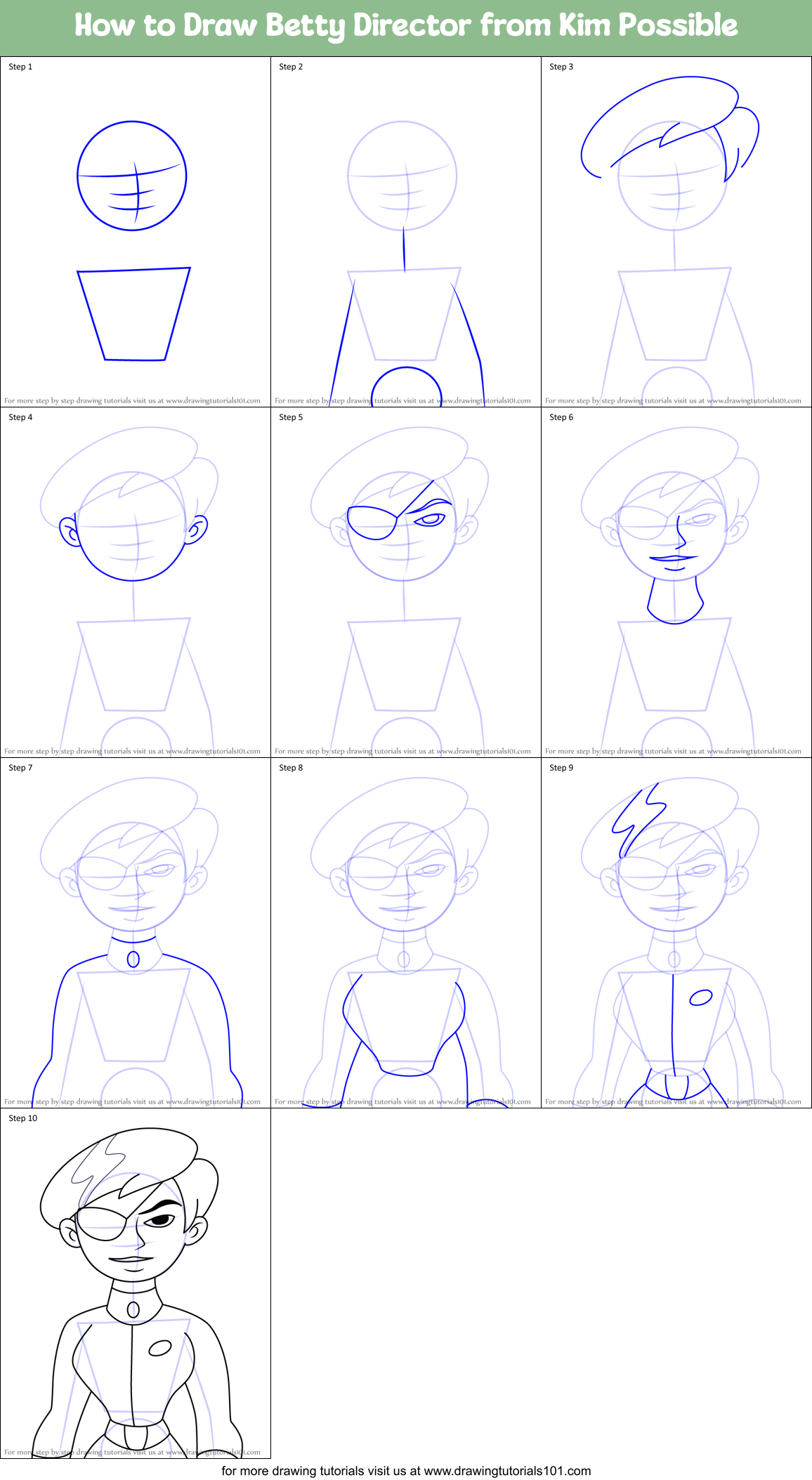  How to Draw Betty Director from Kim Possible Printable Step by Step