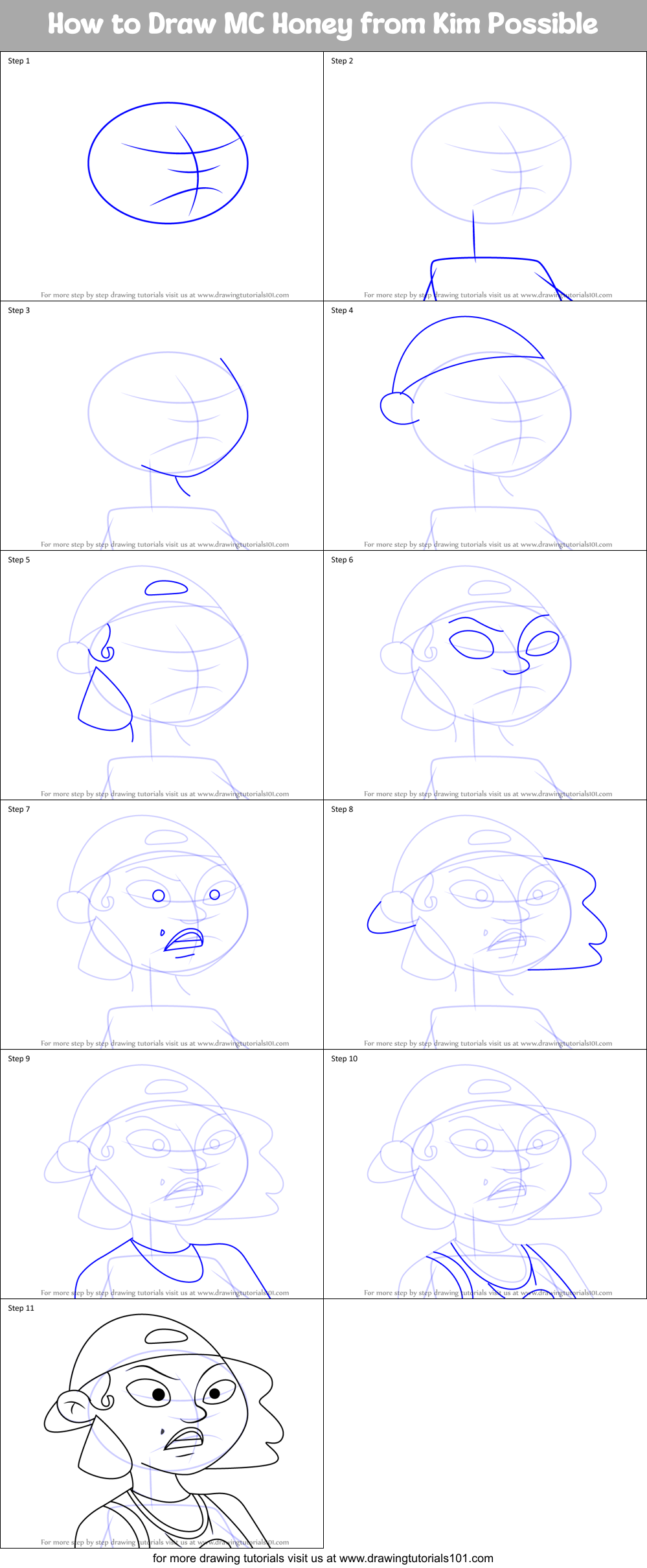 How to Draw MC Honey from Kim Possible Printable Step by Step