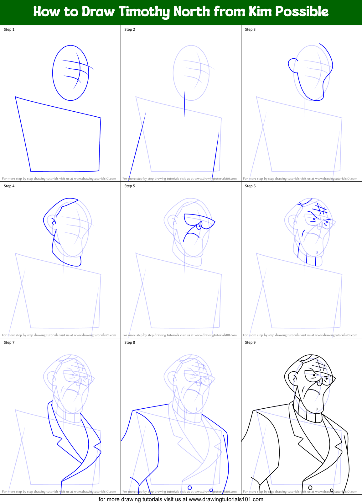 How to Draw Timothy North from Kim Possible Printable Step by Step