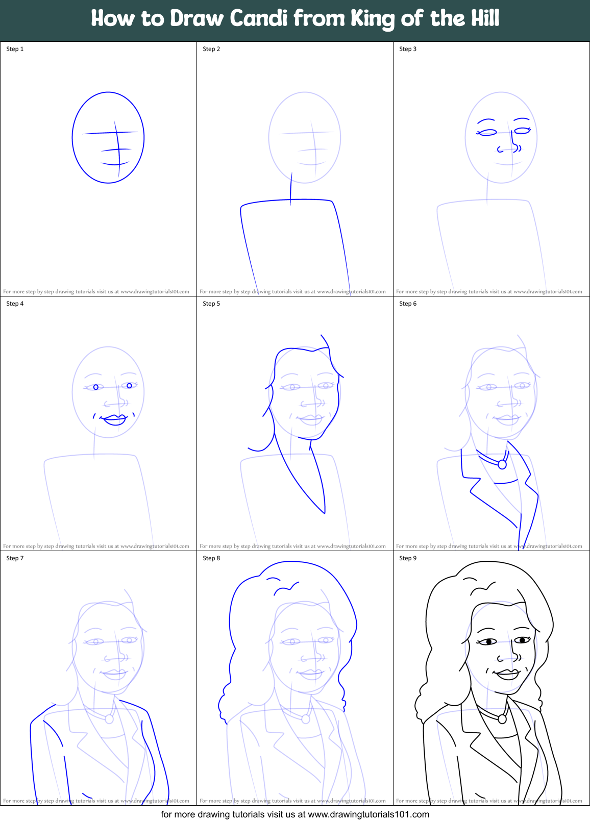 How to Draw Candi from King of the Hill Printable Step by Step