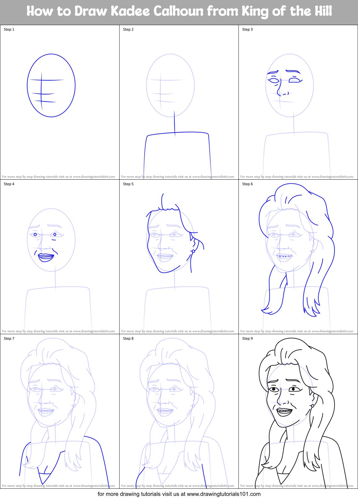 How to Draw Kadee Calhoun from King of the Hill Printable Step by Step