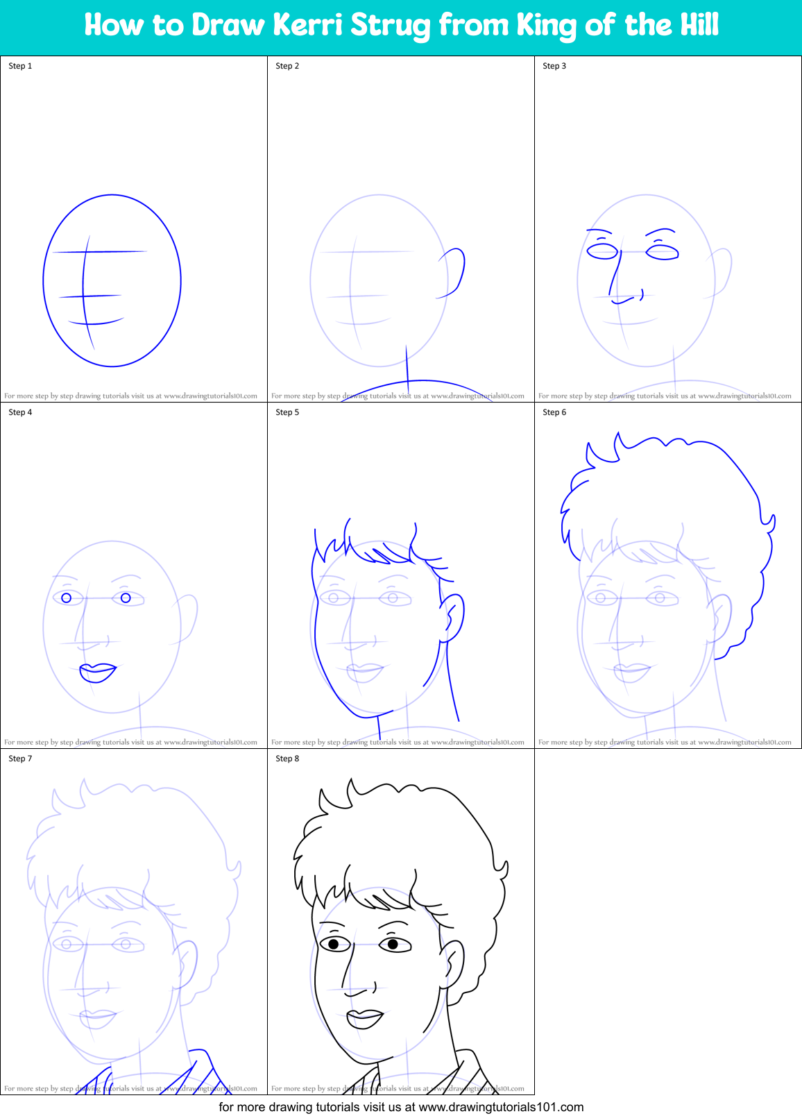 How to Draw Kerri Strug from King of the Hill Printable Step by Step