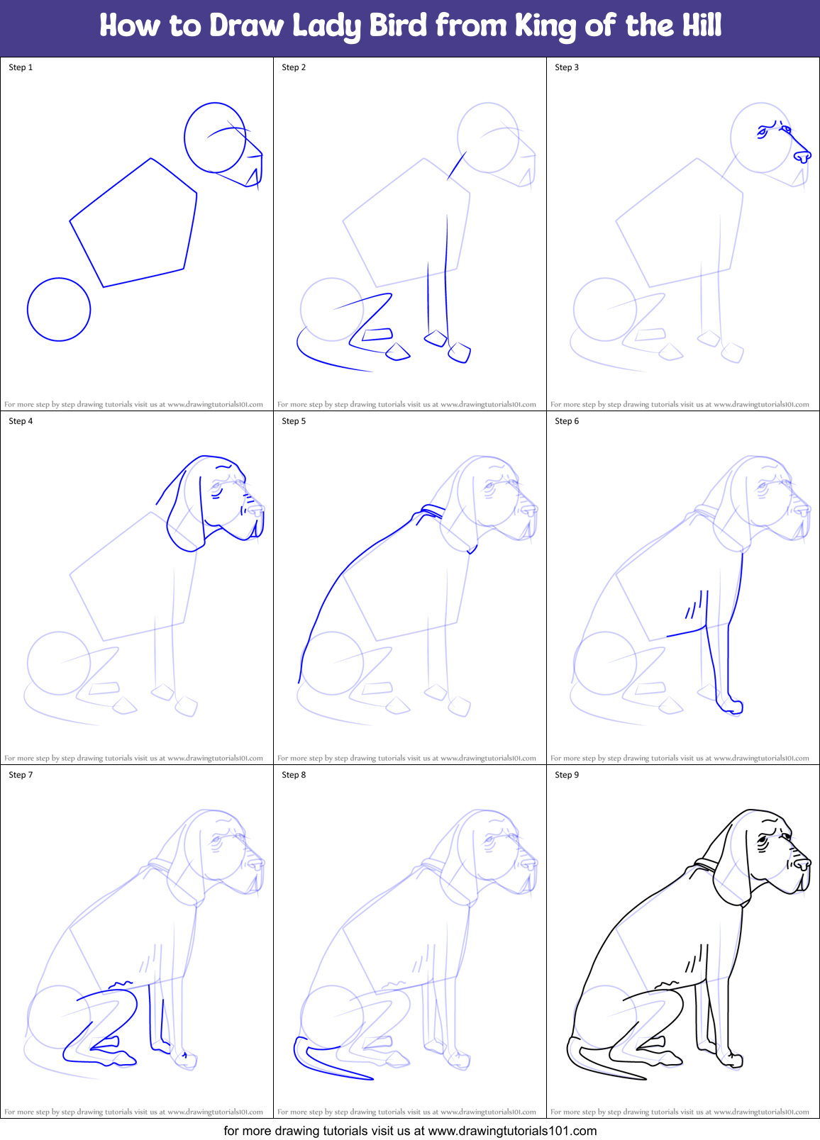 How to Draw Lady Bird from King of the Hill Printable Step by Step