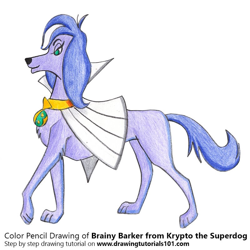 How to Draw Brainy Barker from Krypto the Superdog by Color Pencils