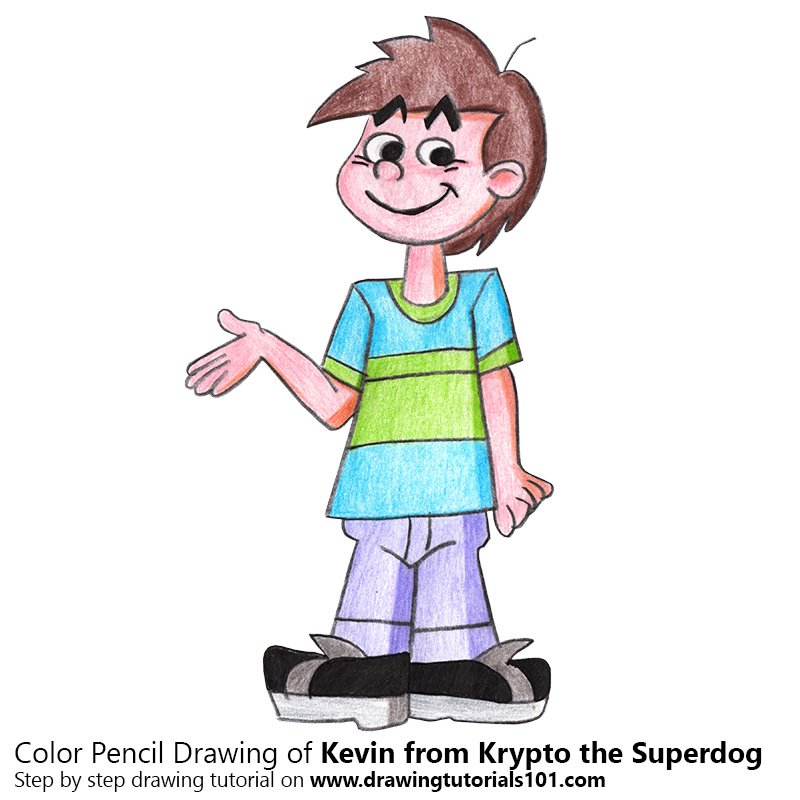 How to Draw Kevin from Krypto the Superdog by Color Pencils