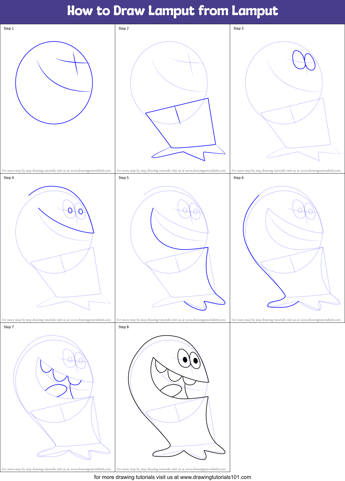 How to Draw Lamput from Lamput Printable Step by Step